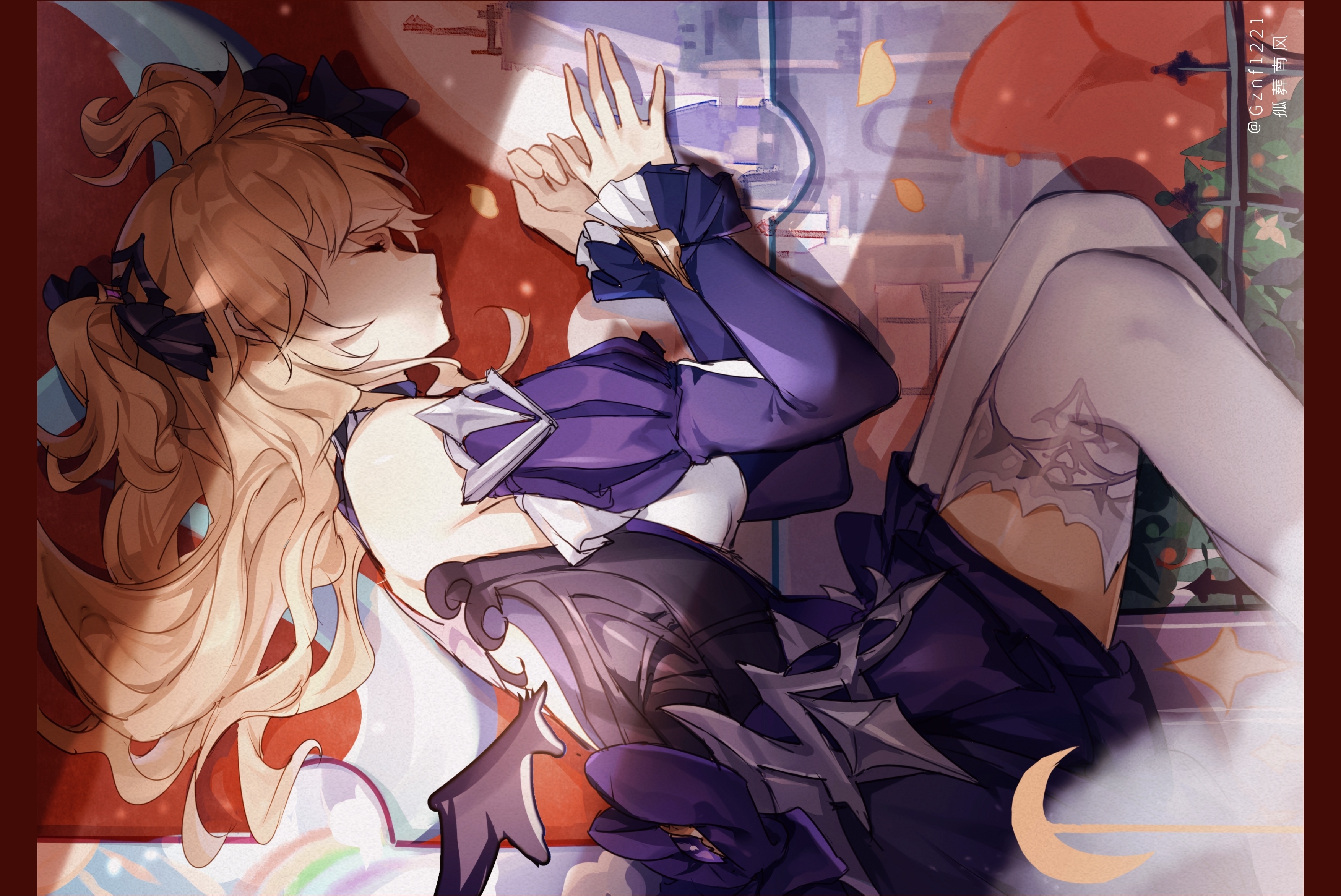 Fischl from Genshin Impact sleeping HD Wallpaper