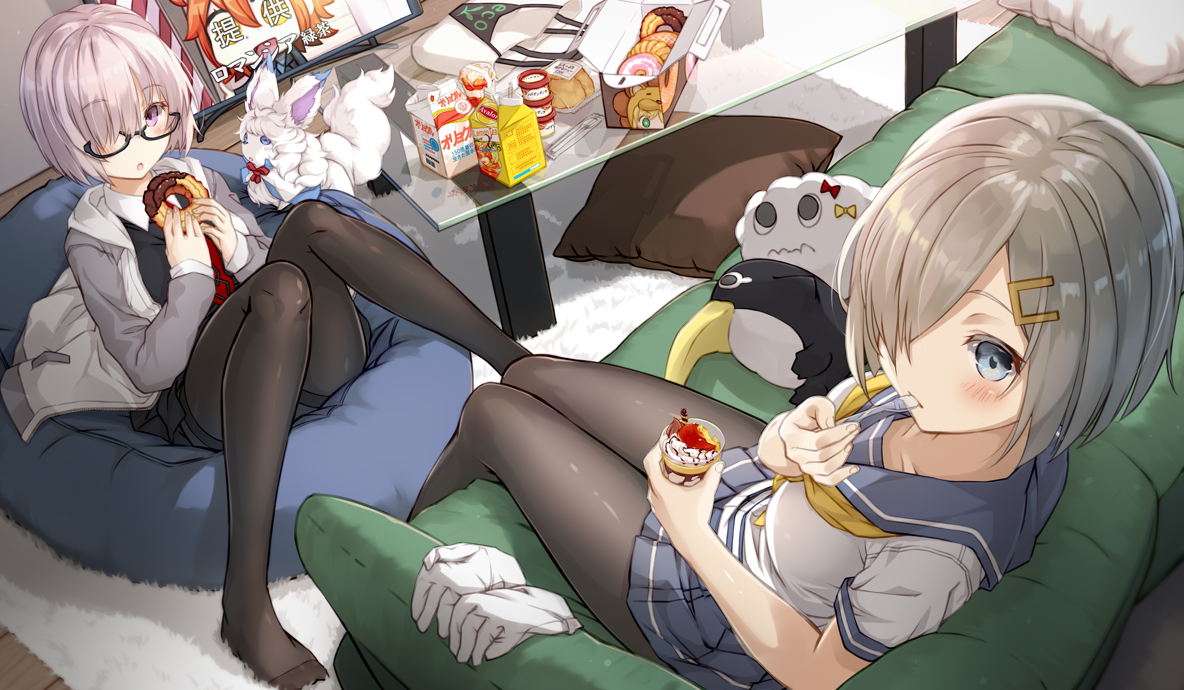 4K Fate/Grand Order girls eating sweets HD Wallpaper