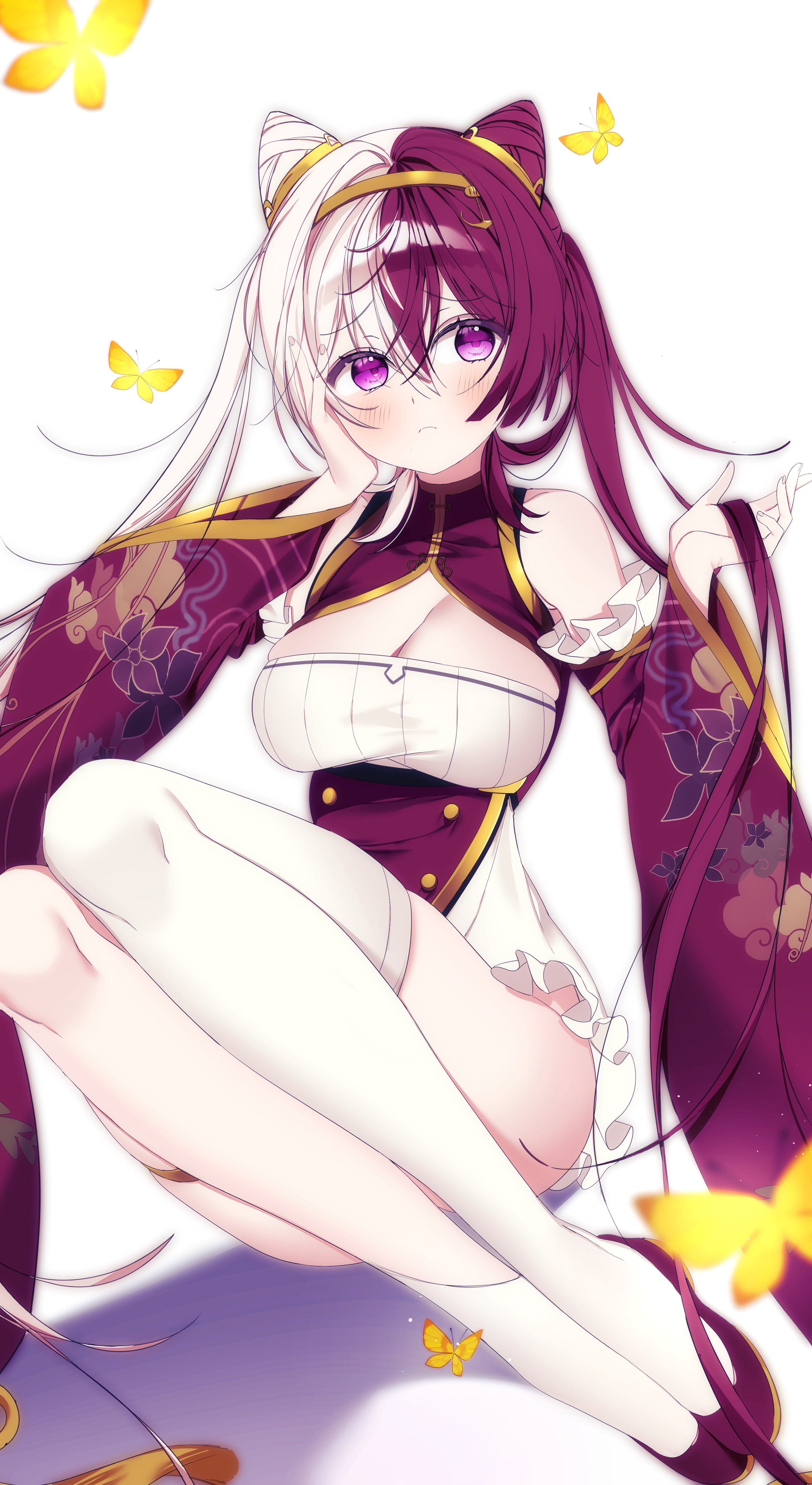 Azur Lane character with two-tone hair and Chinese dress HD Phone Wallpaper