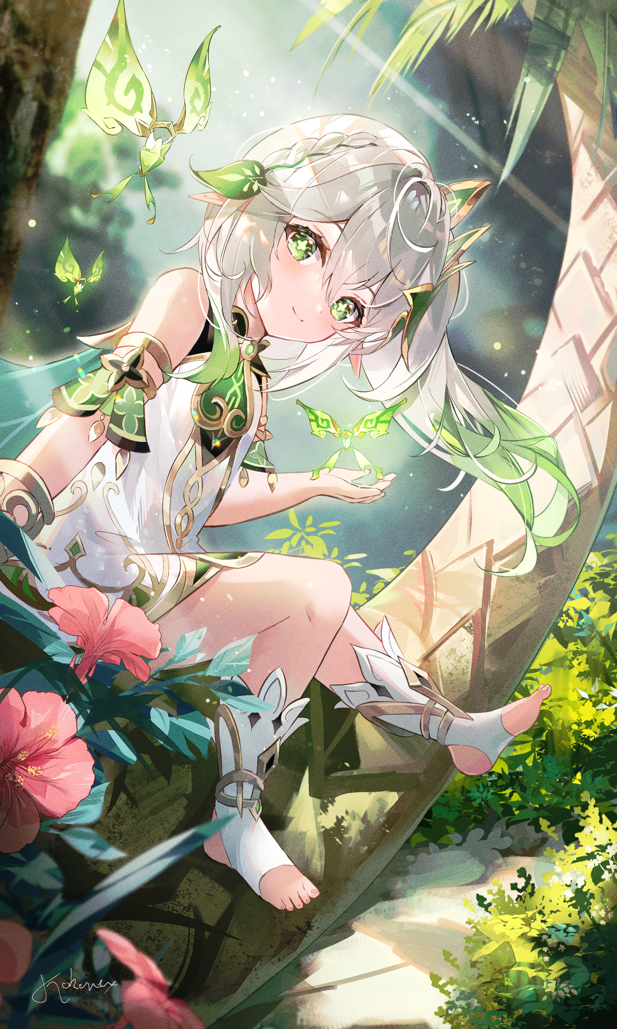 Nahida from Genshin Impact with fairies HD Phone Wallpaper