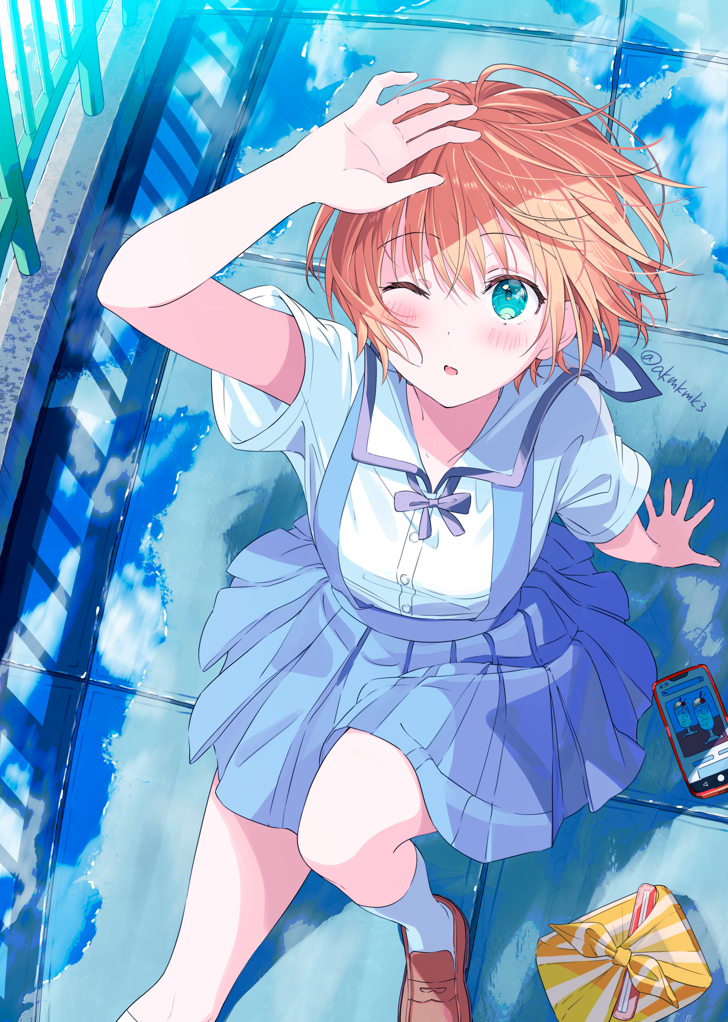 Schoolgirl with blonde hair and blue eyes HD Phone Wallpaper
