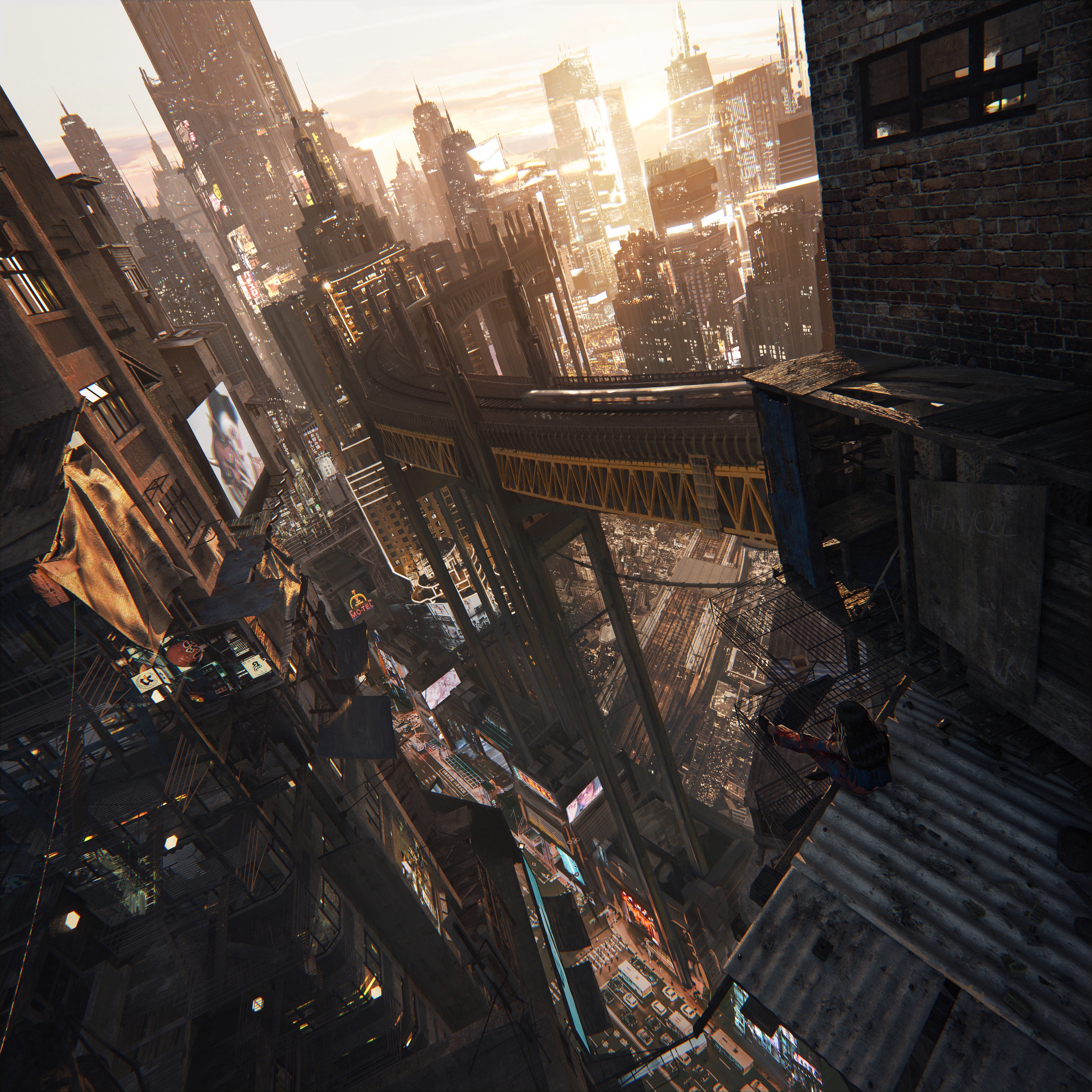 4K Cyberpunk Cityscape by Idil Dursun HD Wallpaper