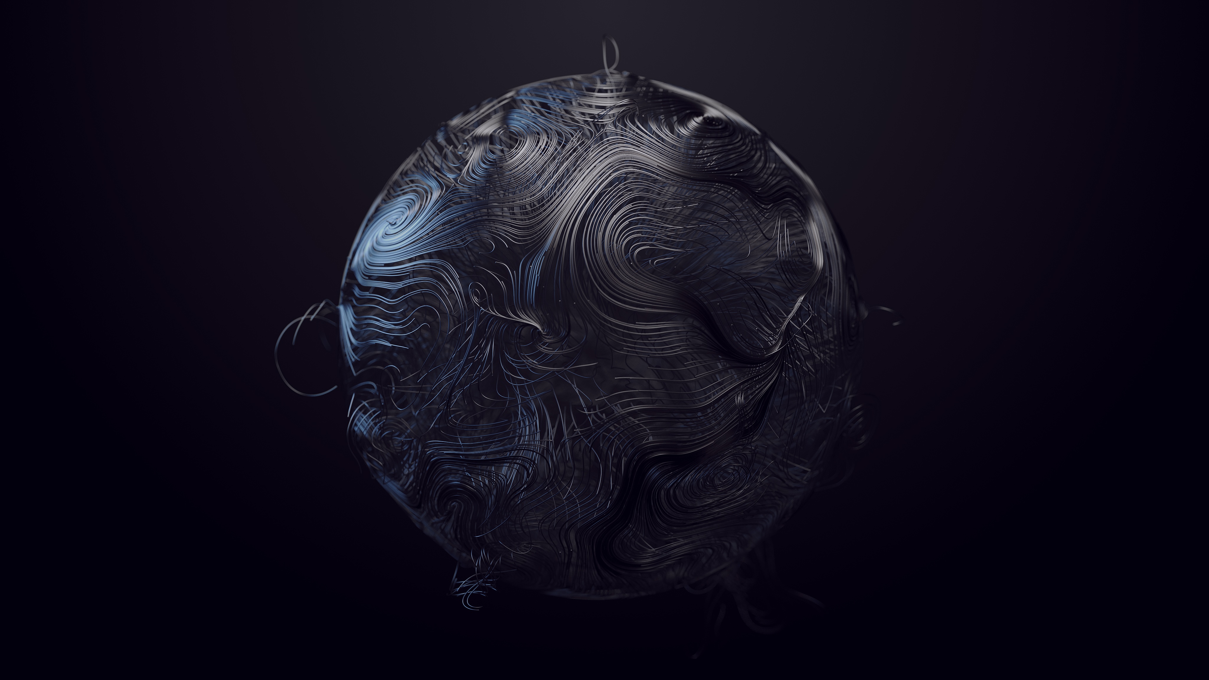 Abstract sphere with swirling lines by Denis Mitrofanov HD Wallpaper