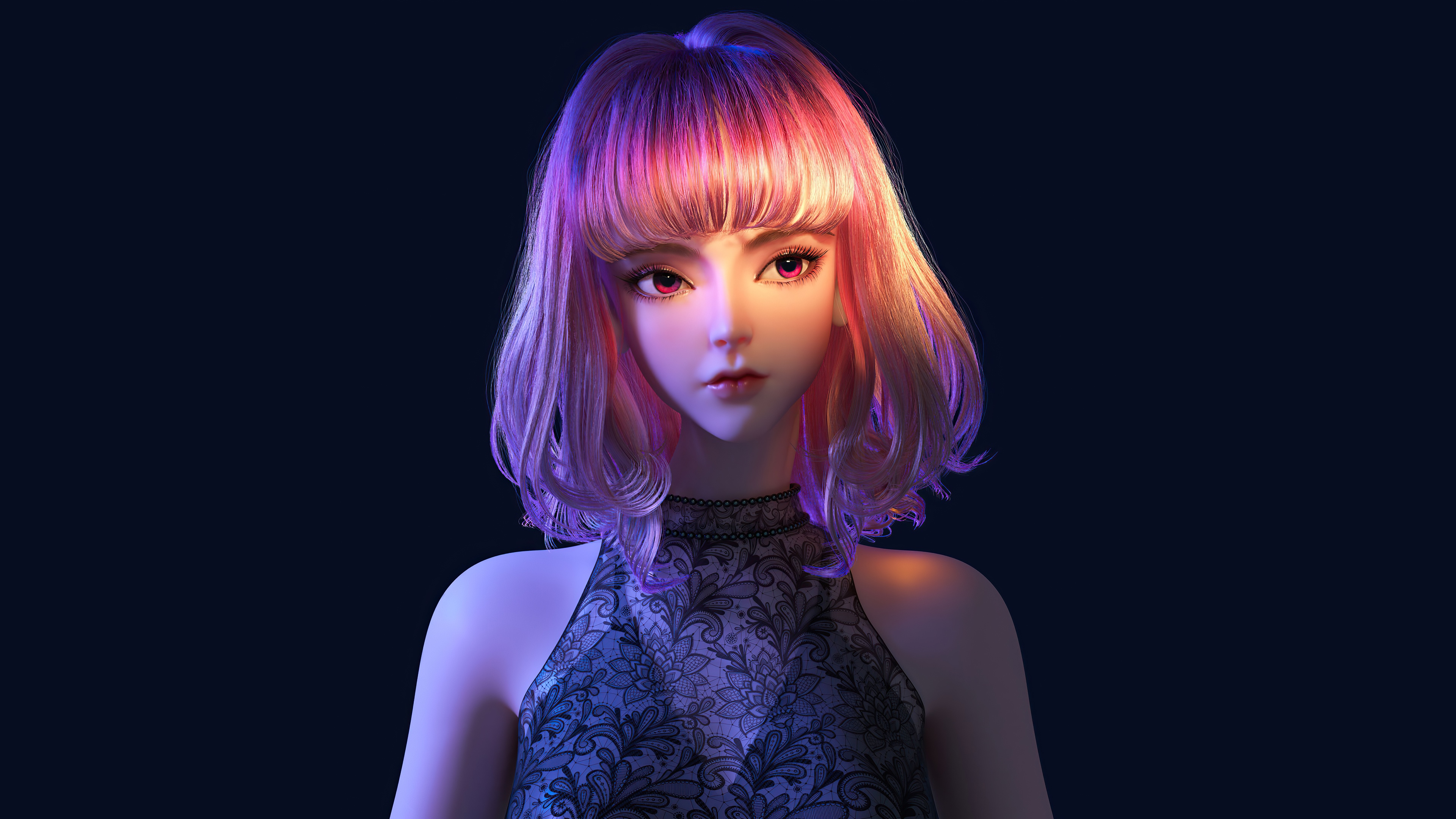 4K Asian woman with pink hair HD Wallpaper
