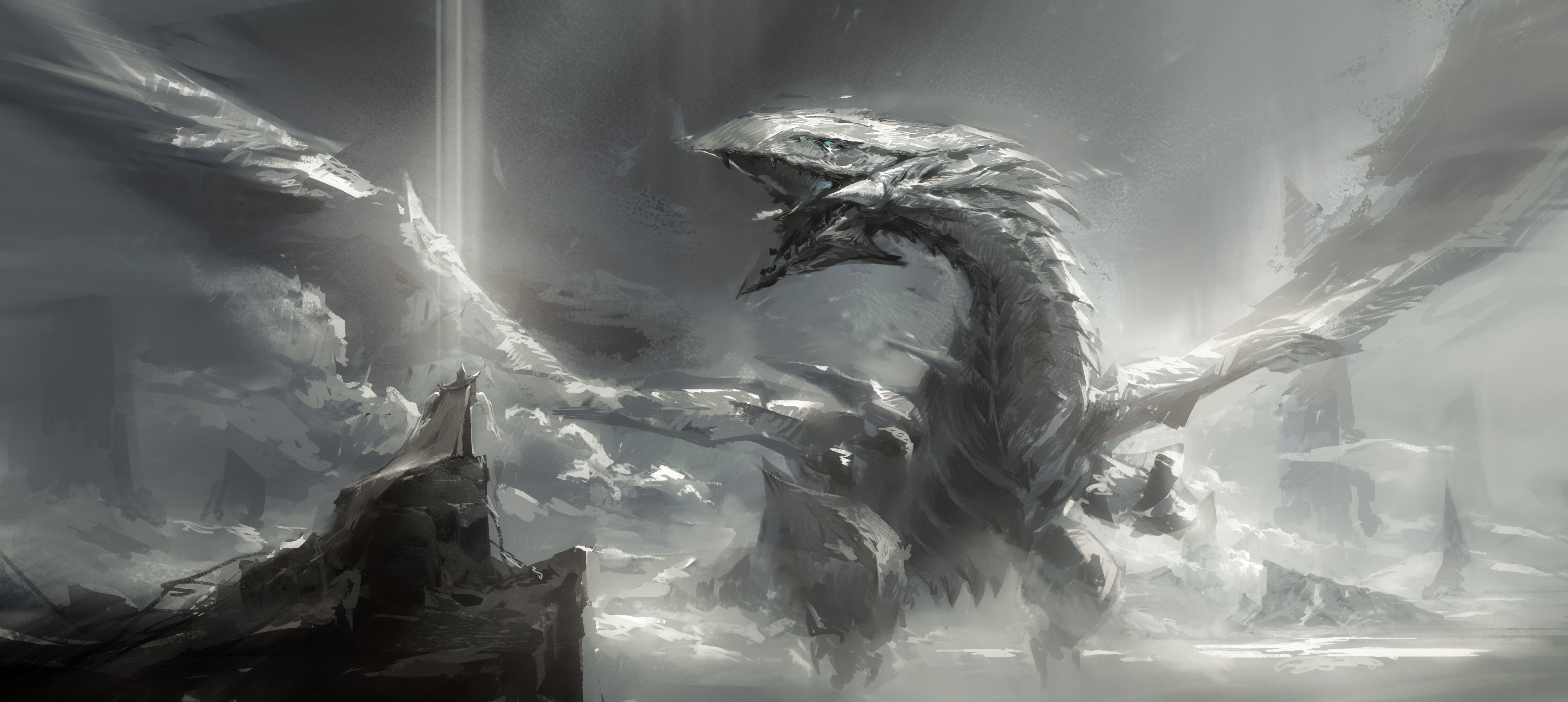 4K Blue-Eyes White Dragon Yu-Gi-Oh! HD Wallpaper