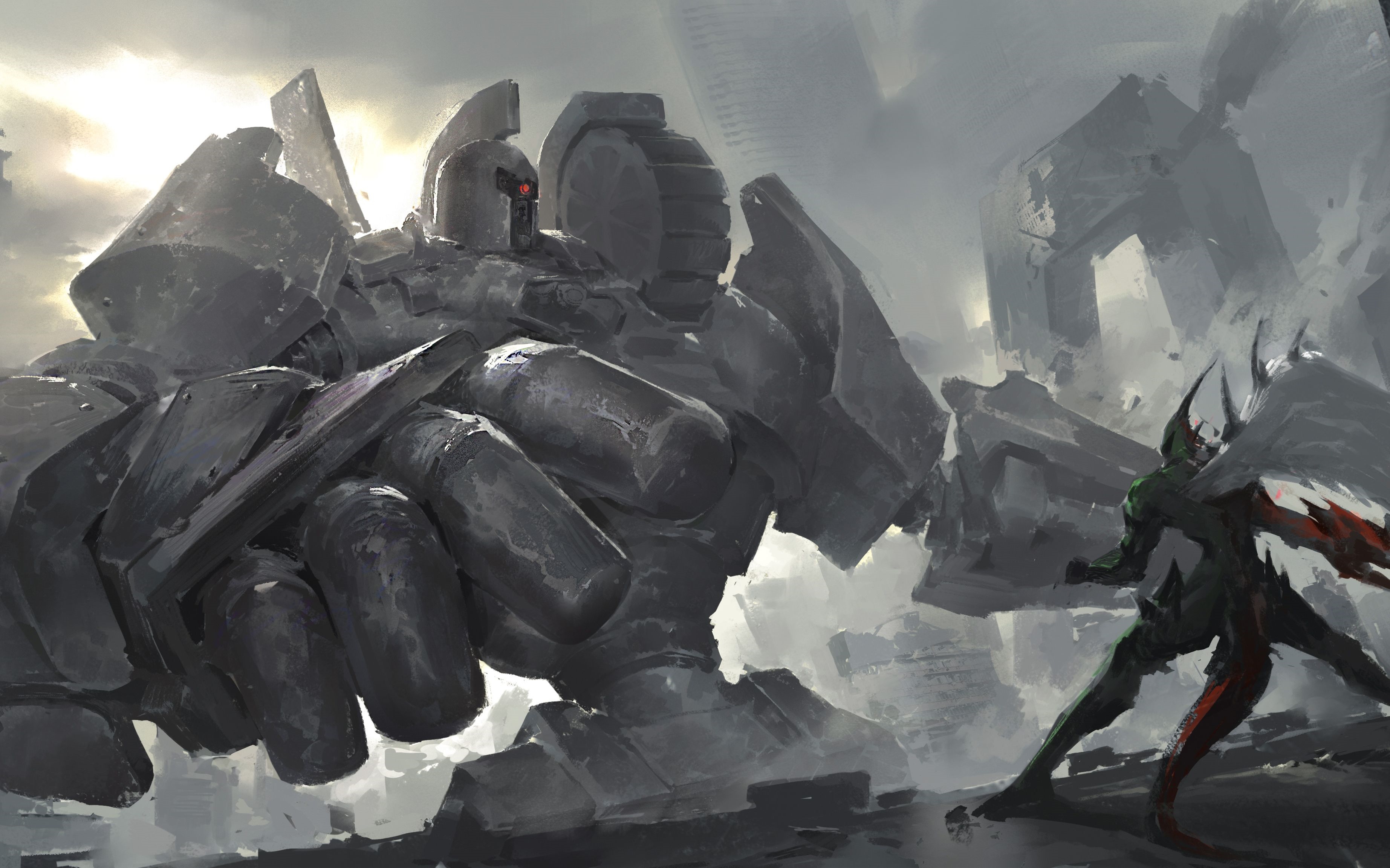Yu-Gi-Oh! Artwork: Giant Robot vs. Winged Creature HD Wallpaper