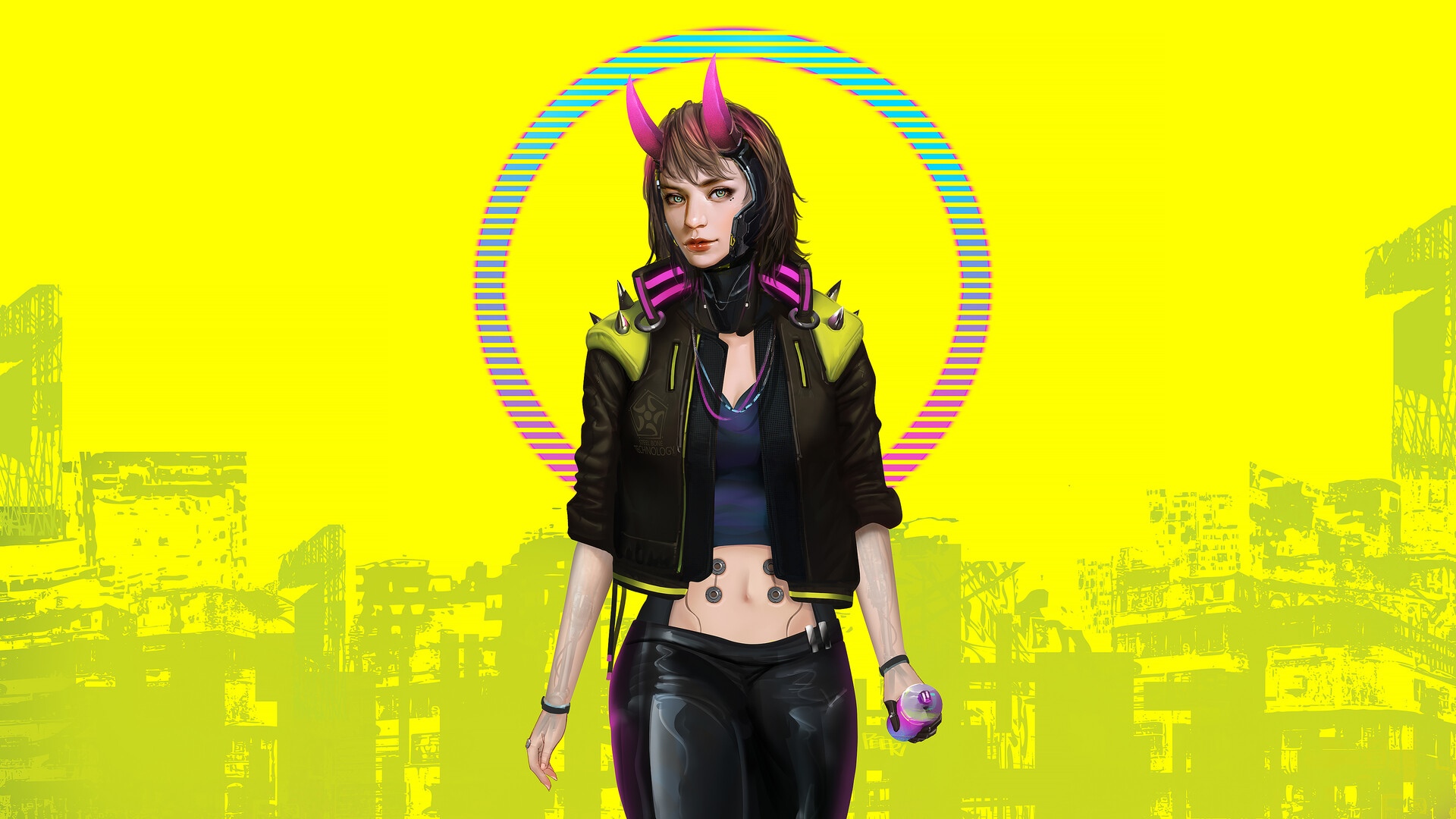Cyberpunk 2077 fan art of a woman with horns HD Wallpaper
