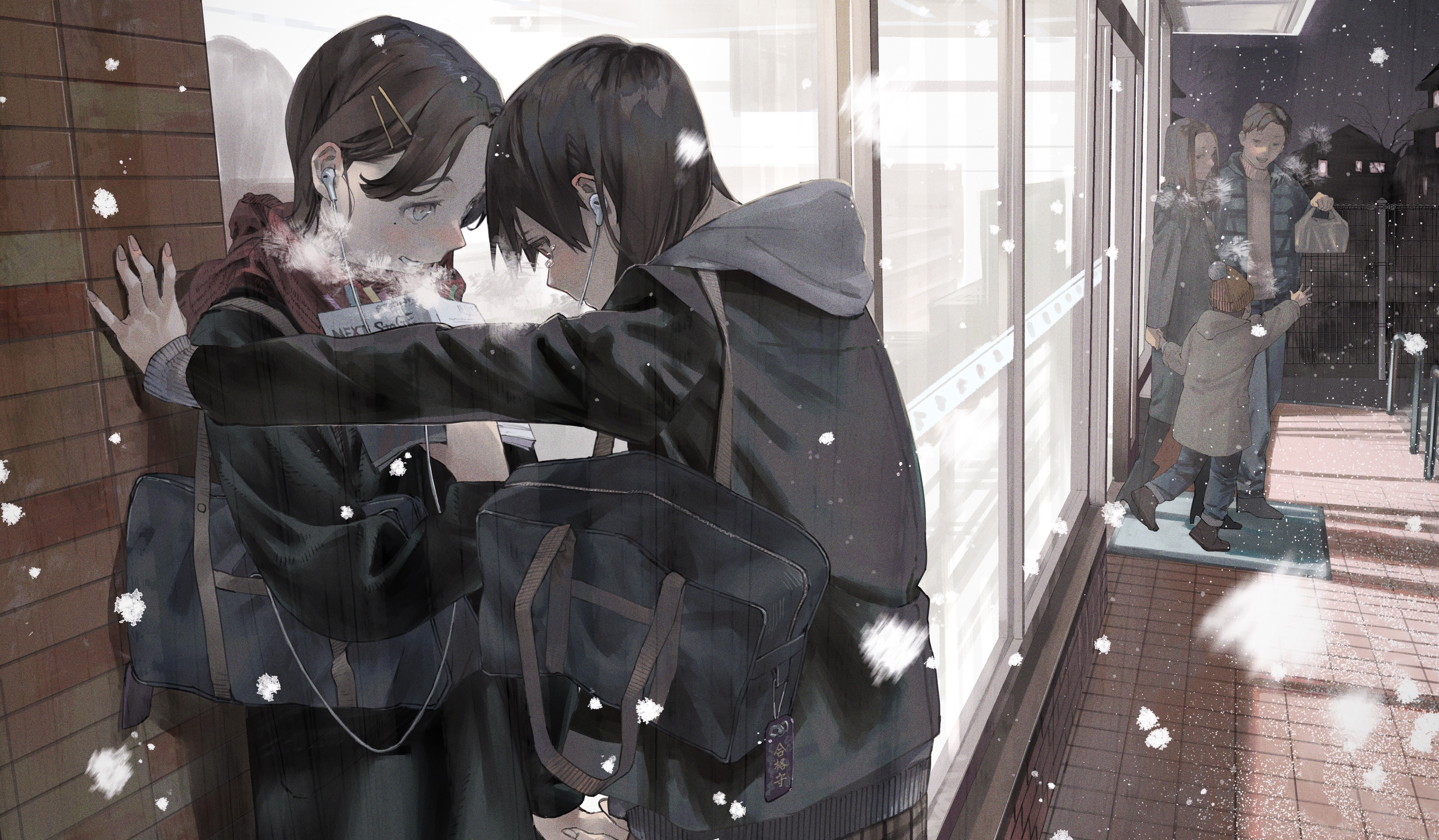 4K snow school uniform schoolgirl HD Wallpaper