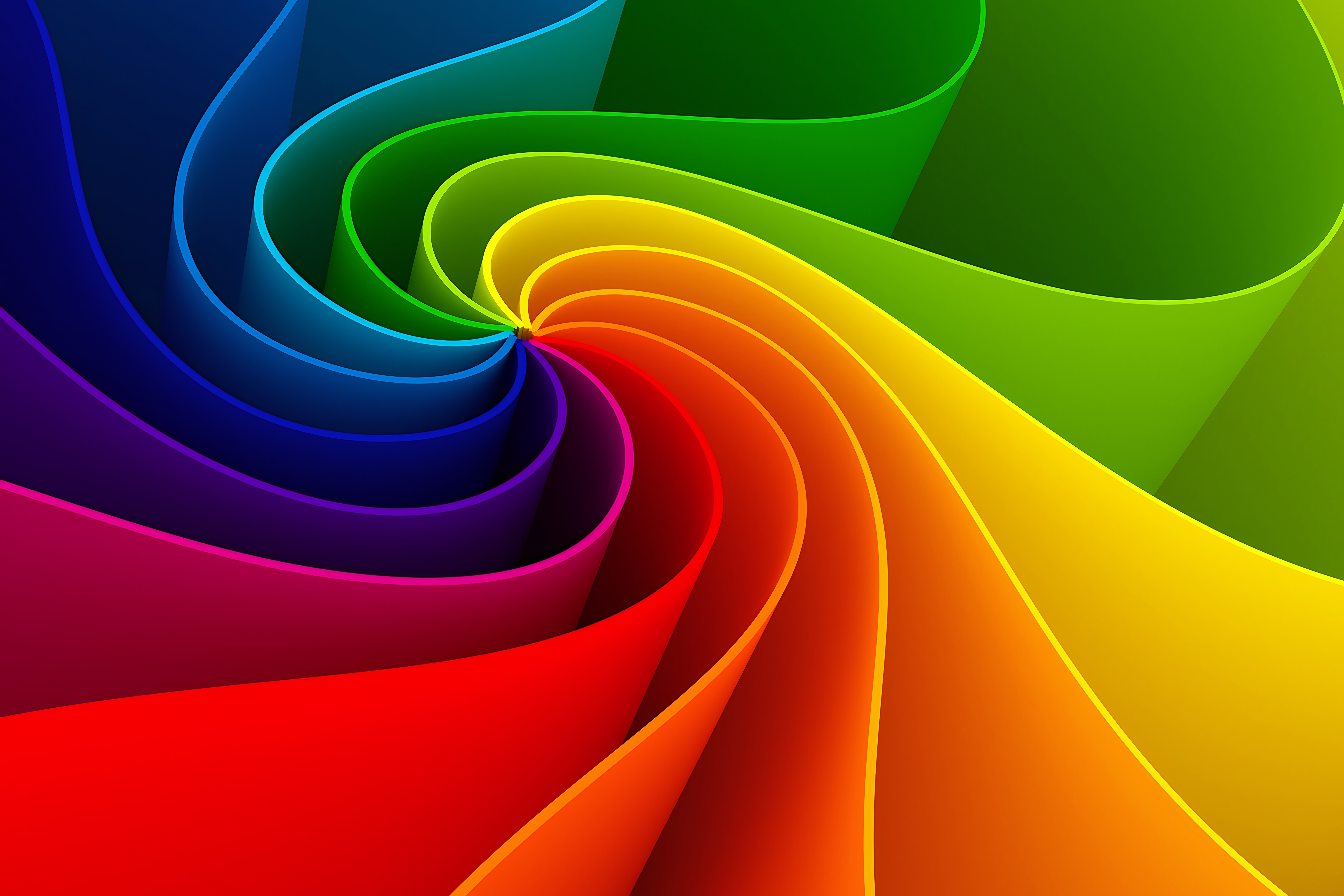 Colorful swirl of rainbow colors HD Wallpaper