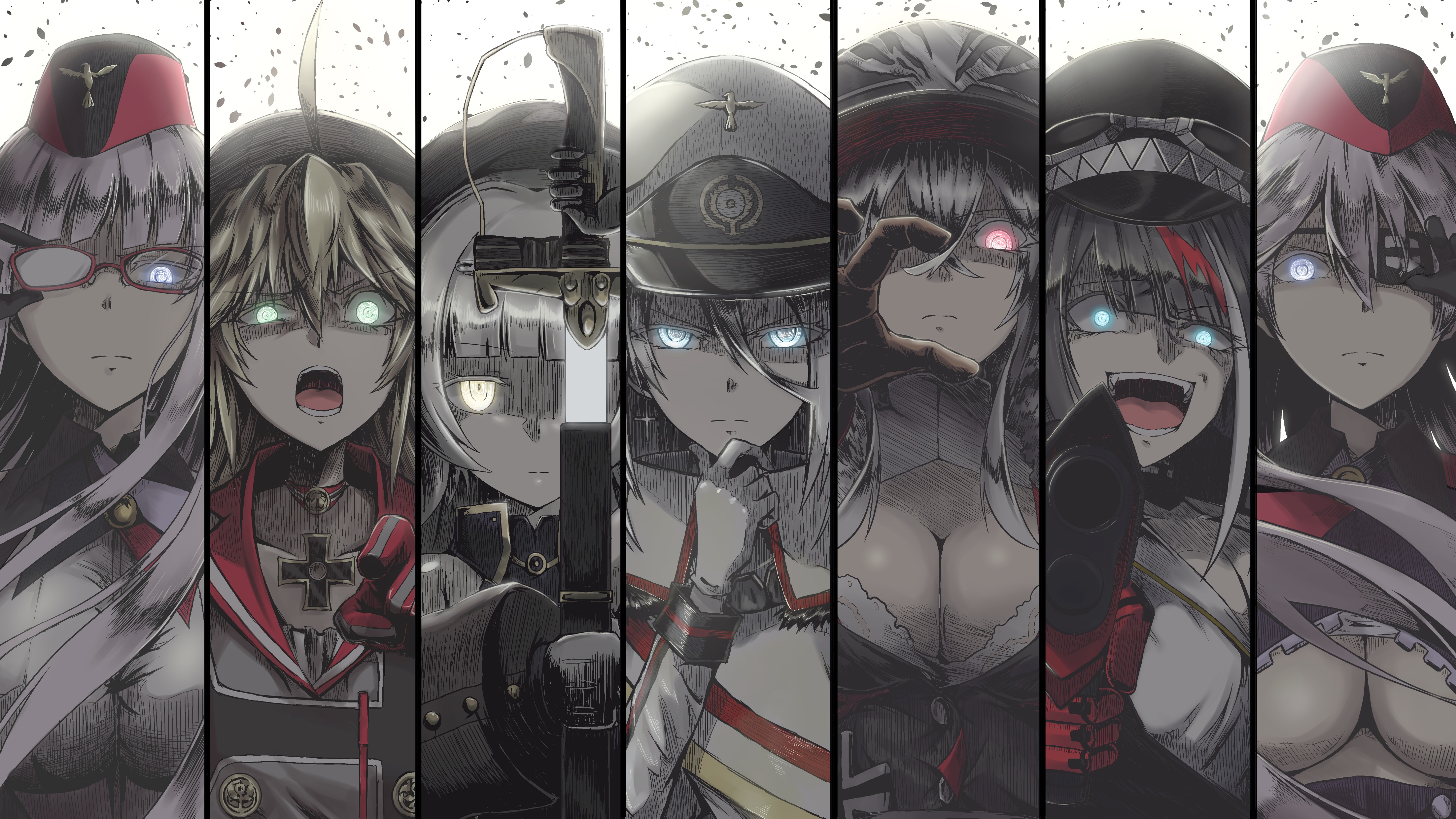Azur Lane Iron Blood characters with glowing eyes HD Wallpaper