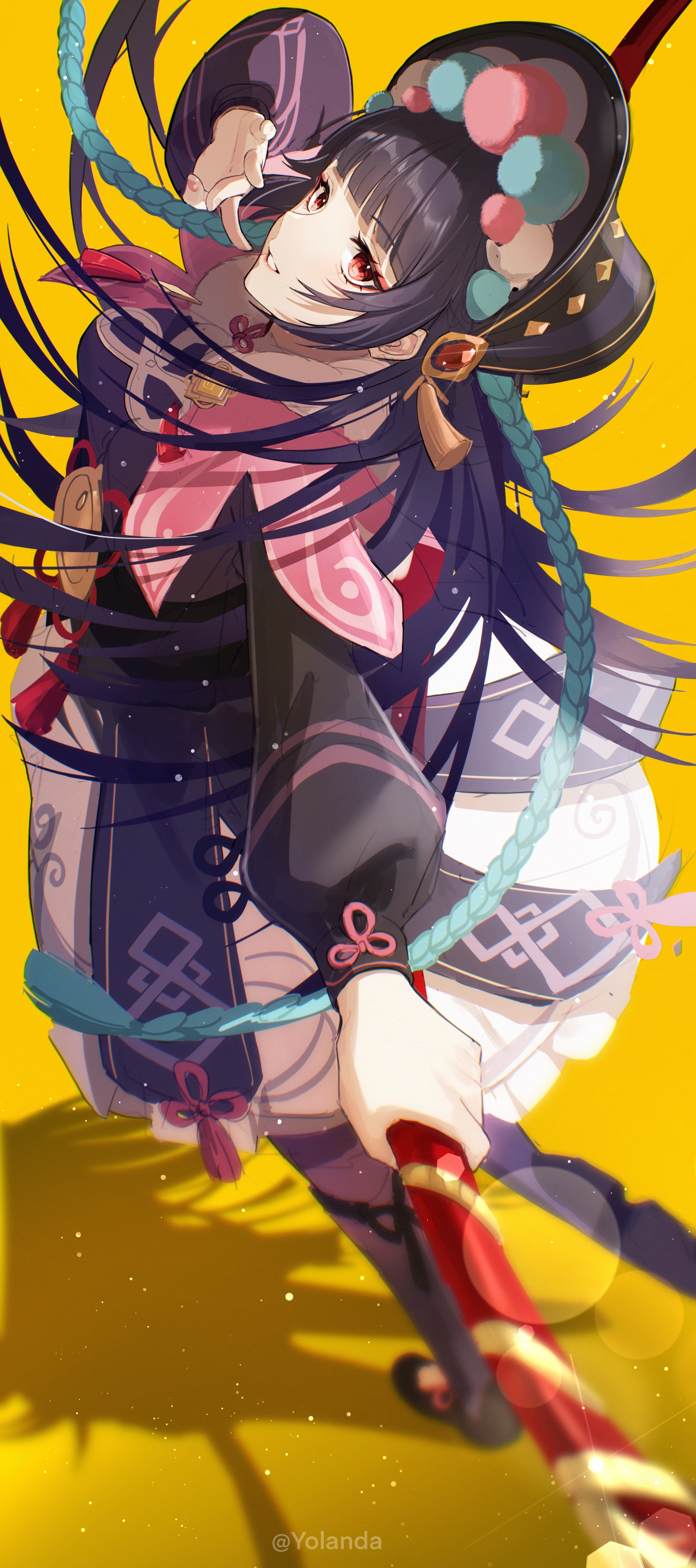 Yun Jin from Genshin Impact with a sword HD Phone Wallpaper