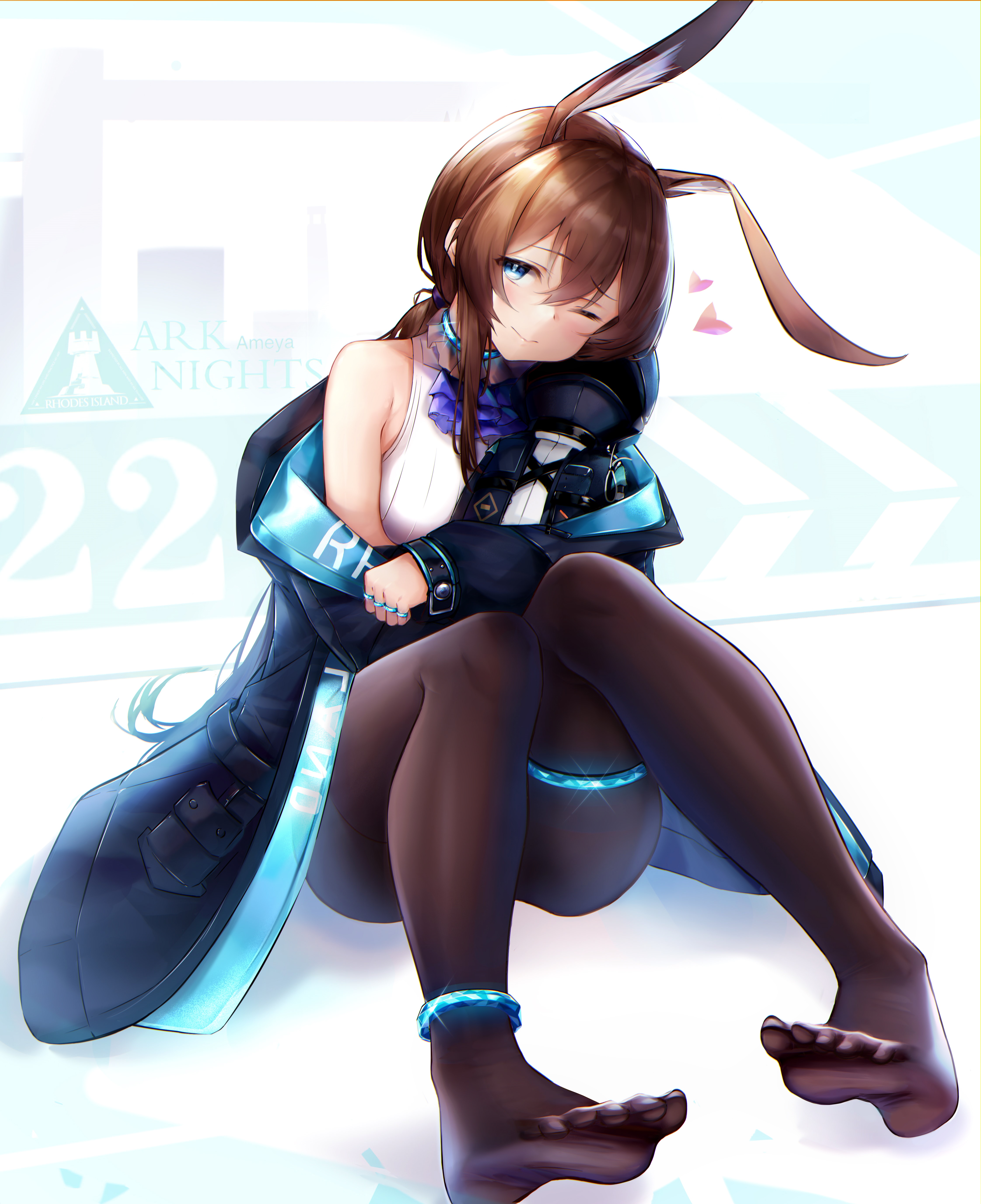 Amiya from Arknights hugging a plush toy HD Phone Wallpaper