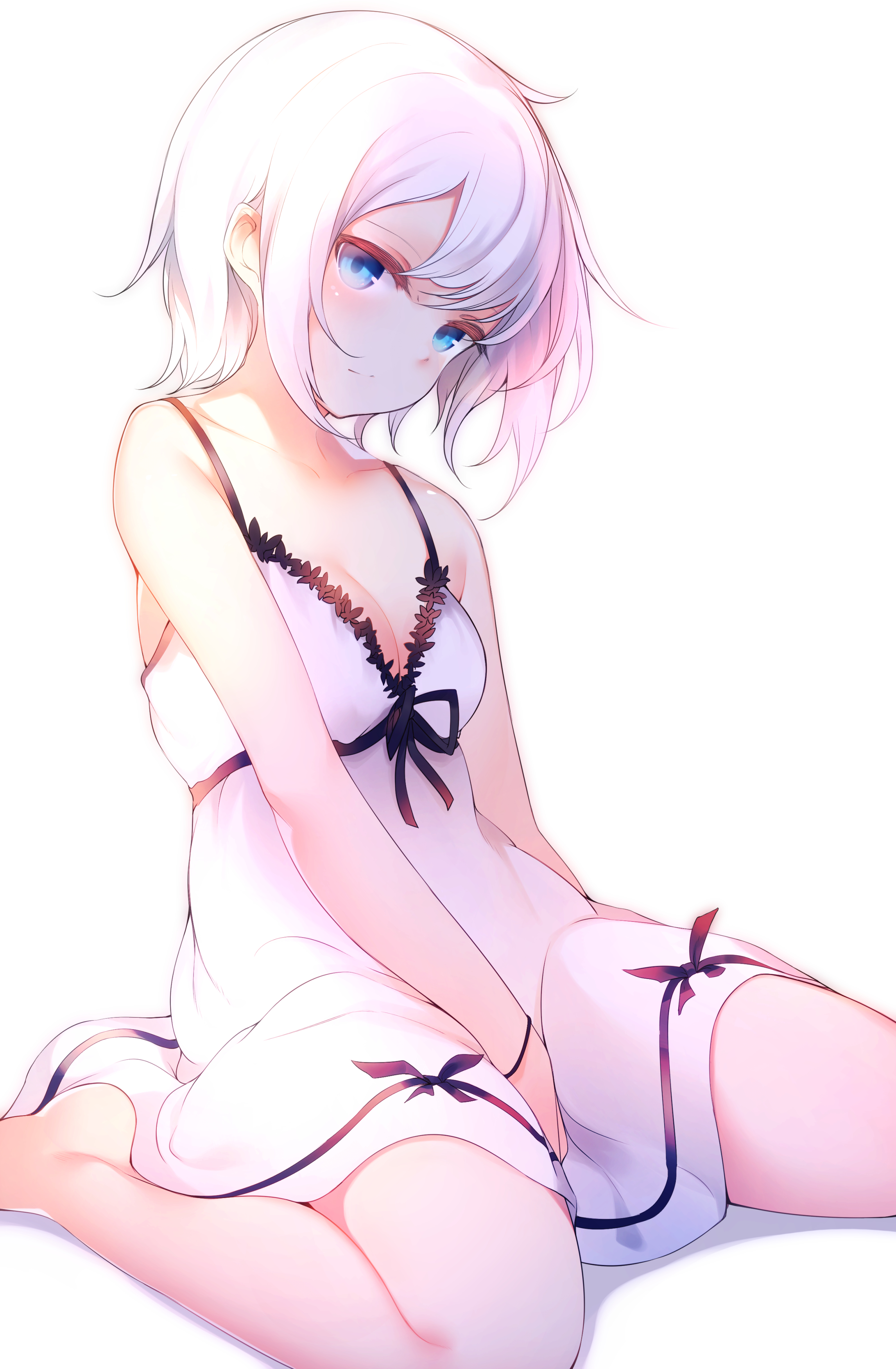 Anime girl with white hair and blue eyes HD Phone Wallpaper