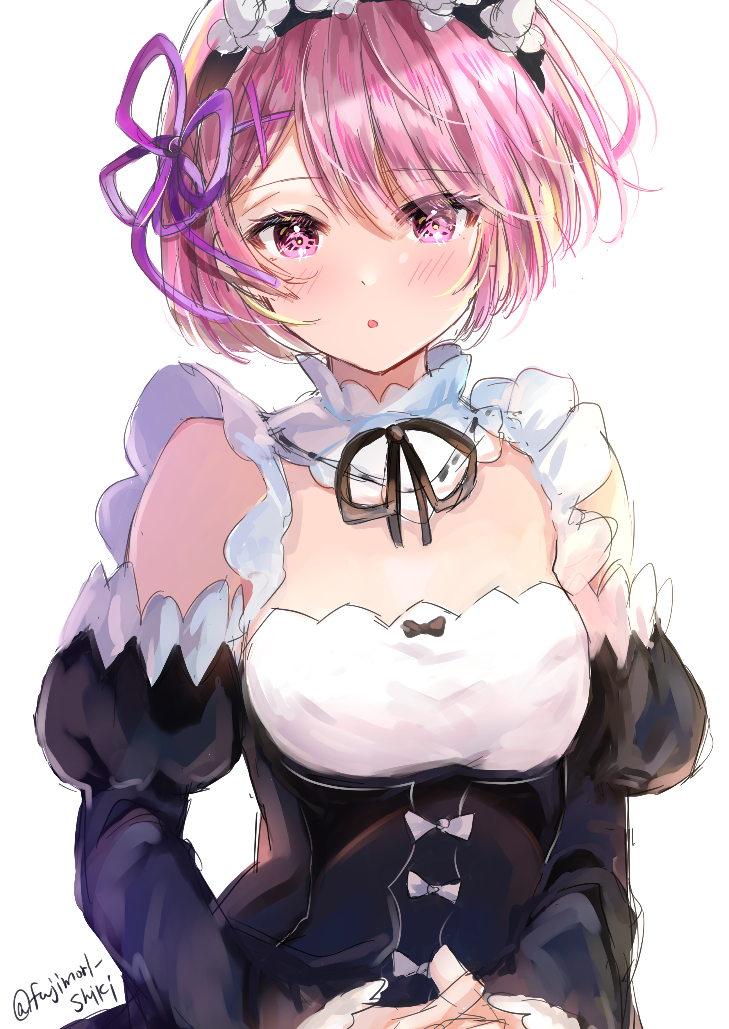 Ram from Re:Zero in a maid outfit HD Phone Wallpaper
