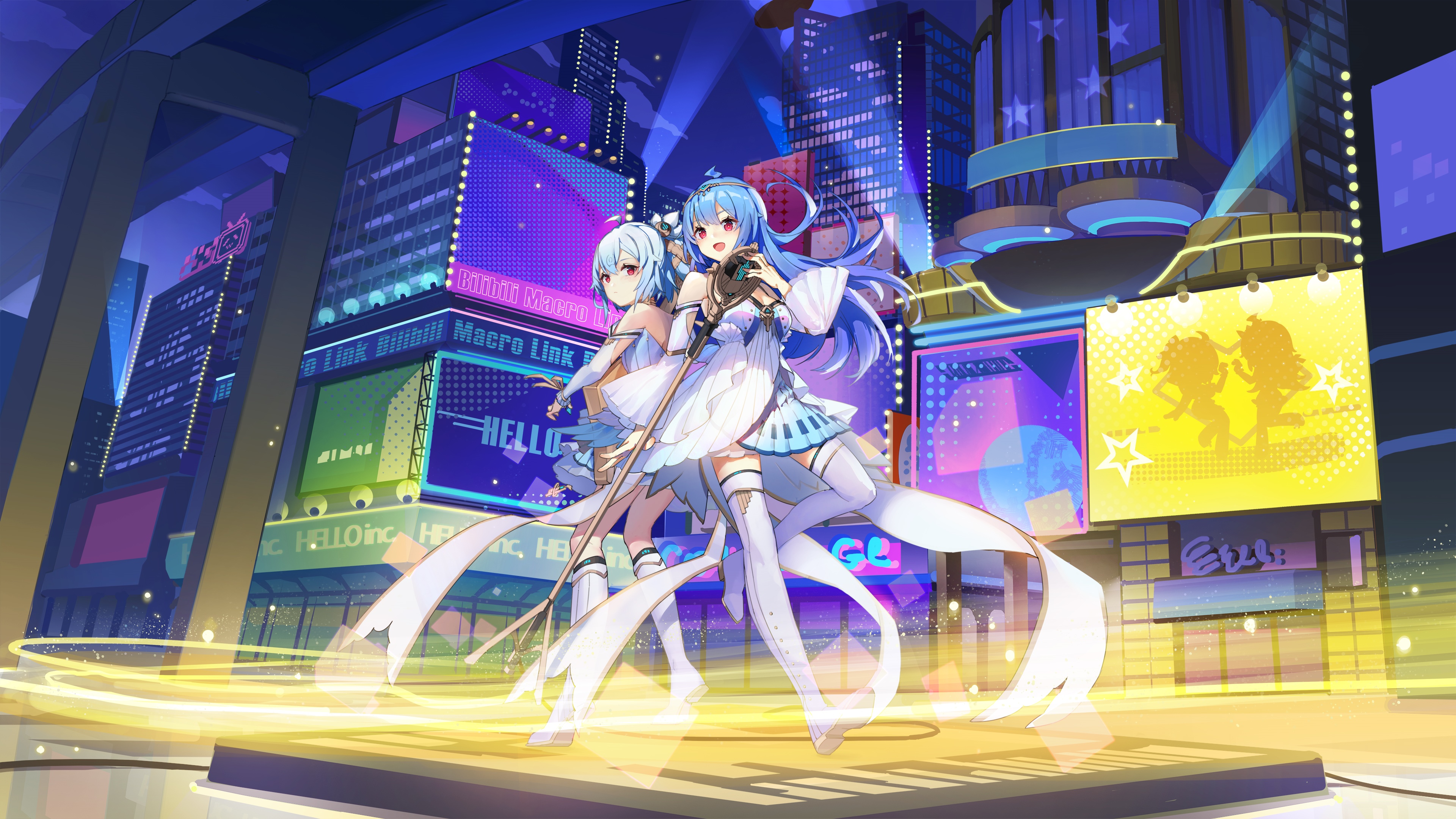 4K Bilibili Macro Link with two anime girls HD Wallpaper