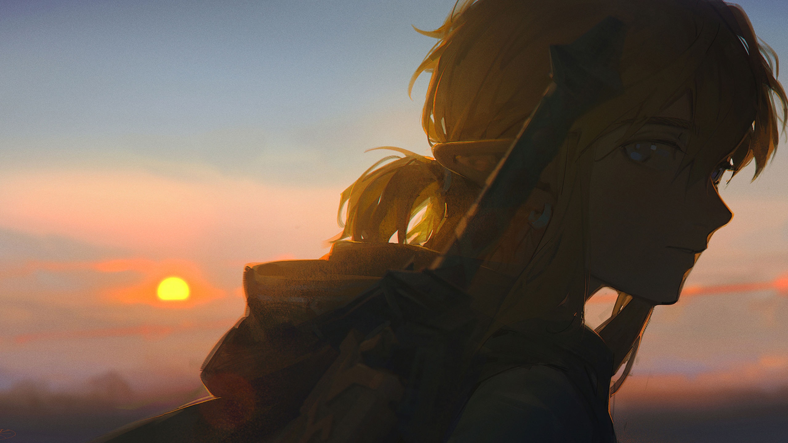 Link from The Legend of Zelda at sunset HD Wallpaper