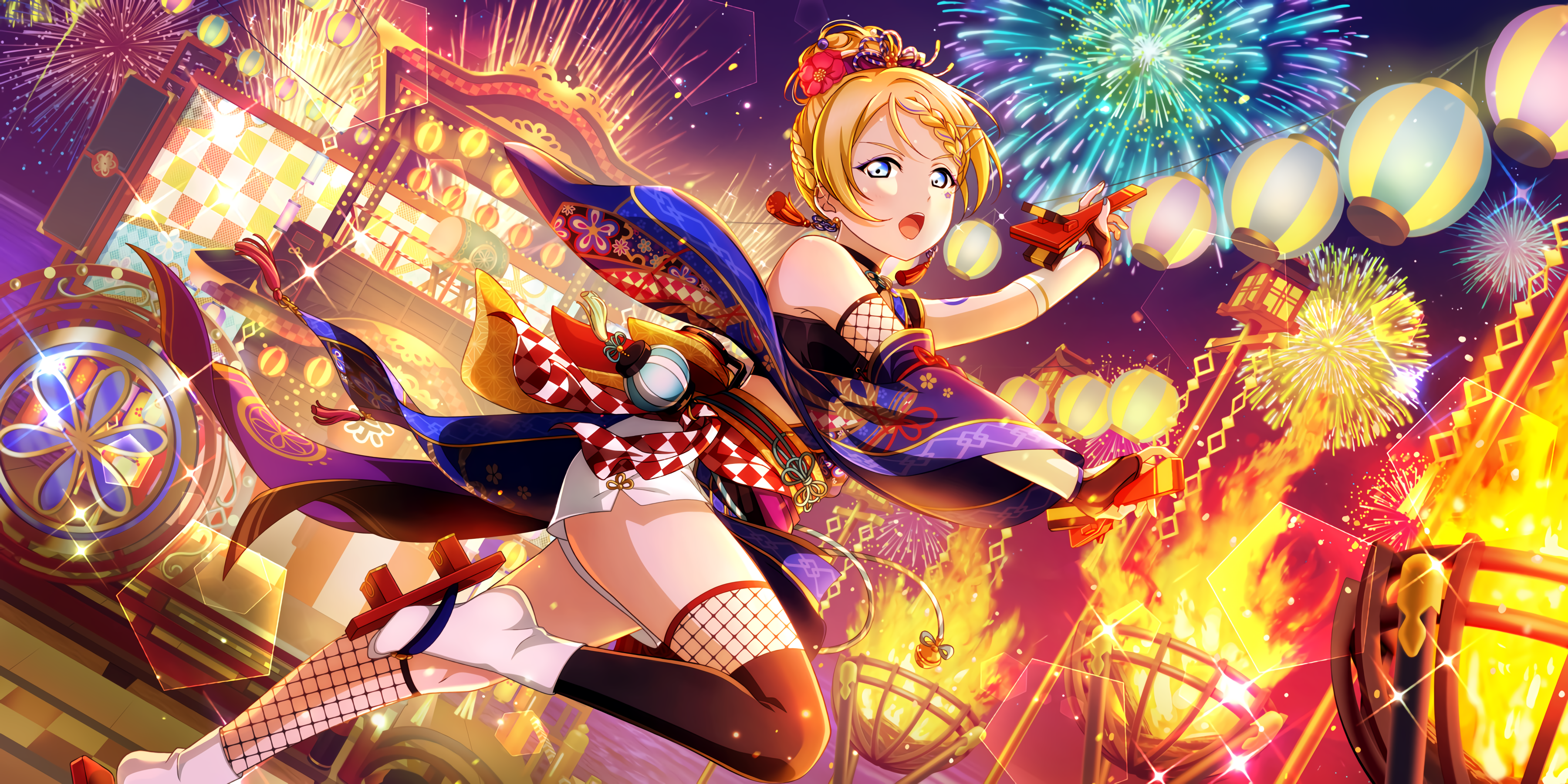 Love Live! Ayase Eli with Fireworks HD Wallpaper