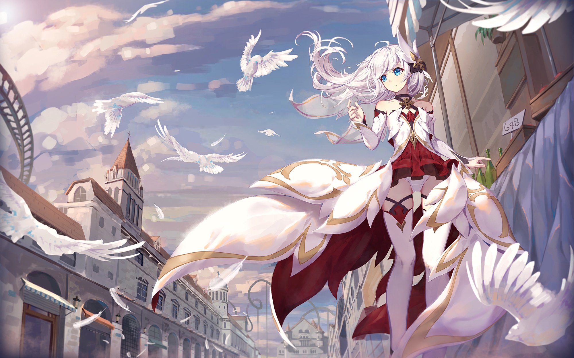 Theresa Apocalypse with birds in a city HD Wallpaper