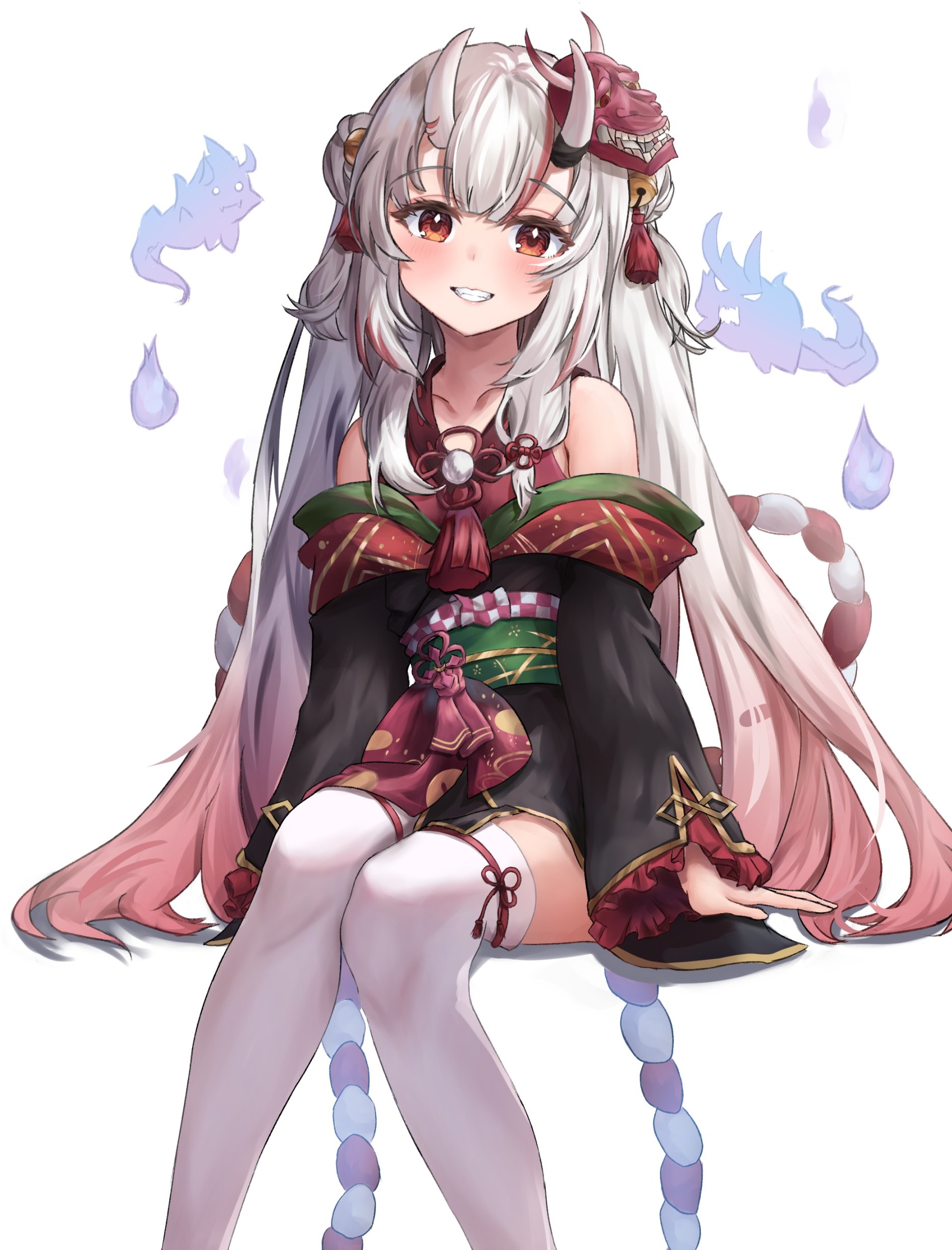 Nakiri Ayame with Oni Mask and Horns HD Phone Wallpaper