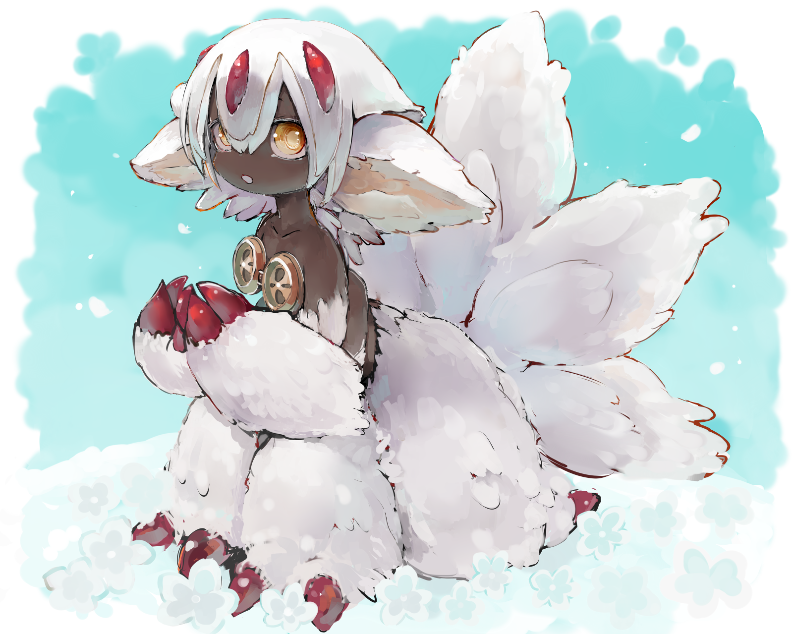 Faputa from Made in Abyss with fluffy white tails HD Wallpaper