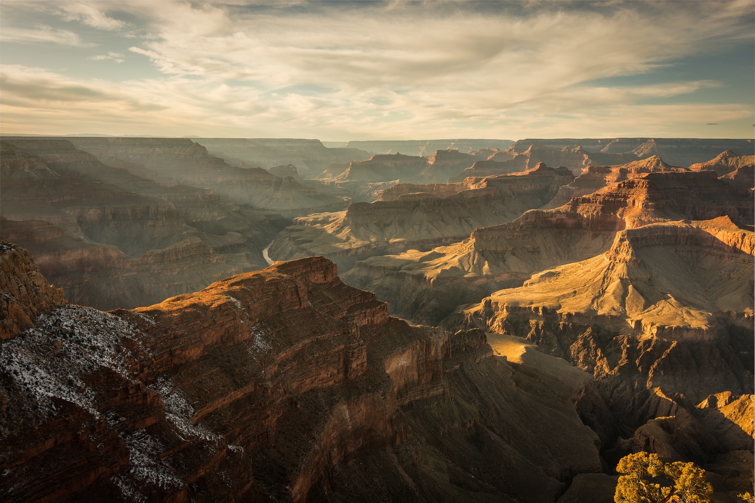 Grand Canyon landscape at sunset with river HD Wallpaper