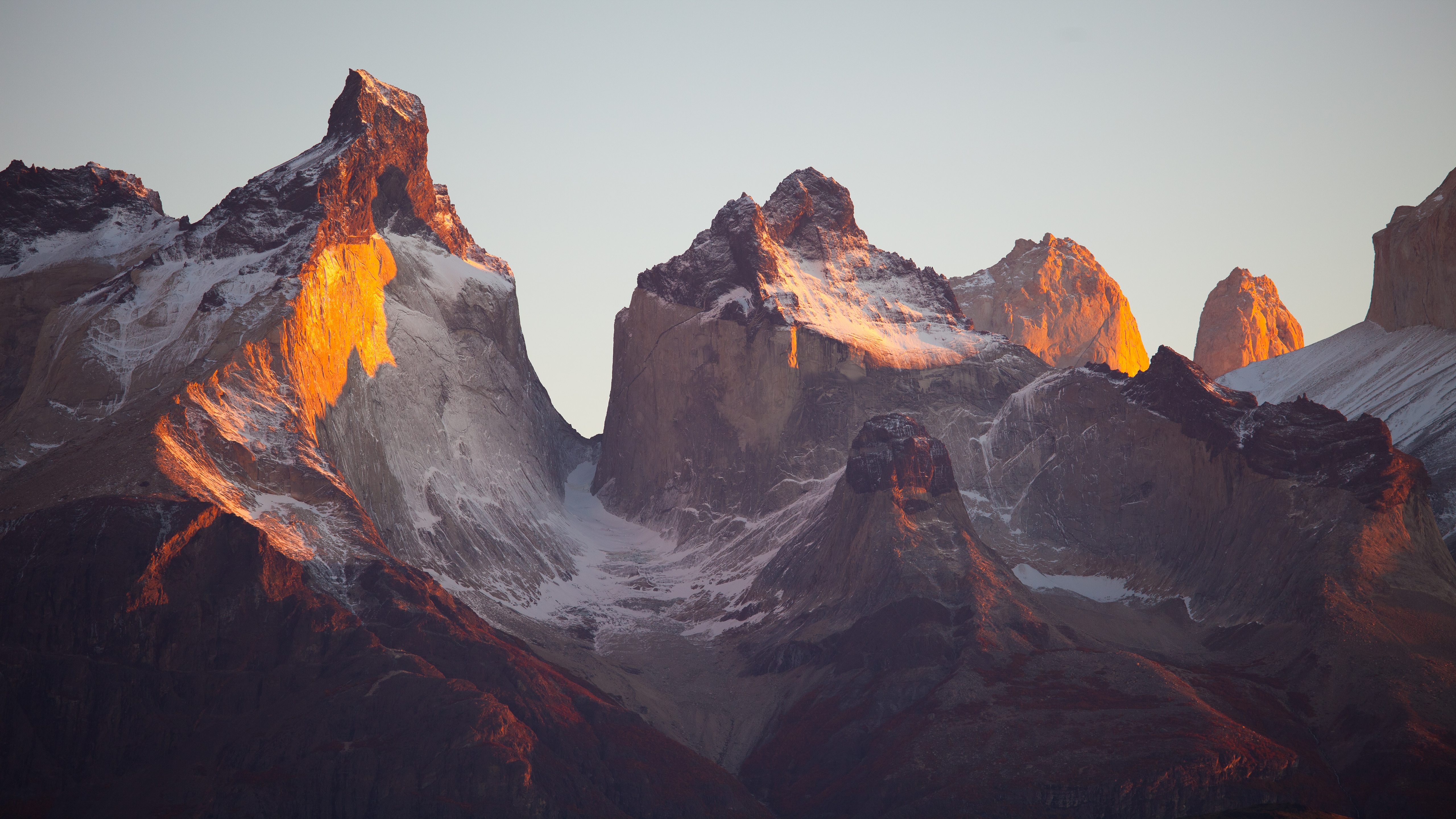 4K Torres del Paine mountains at sunset HD Wallpaper