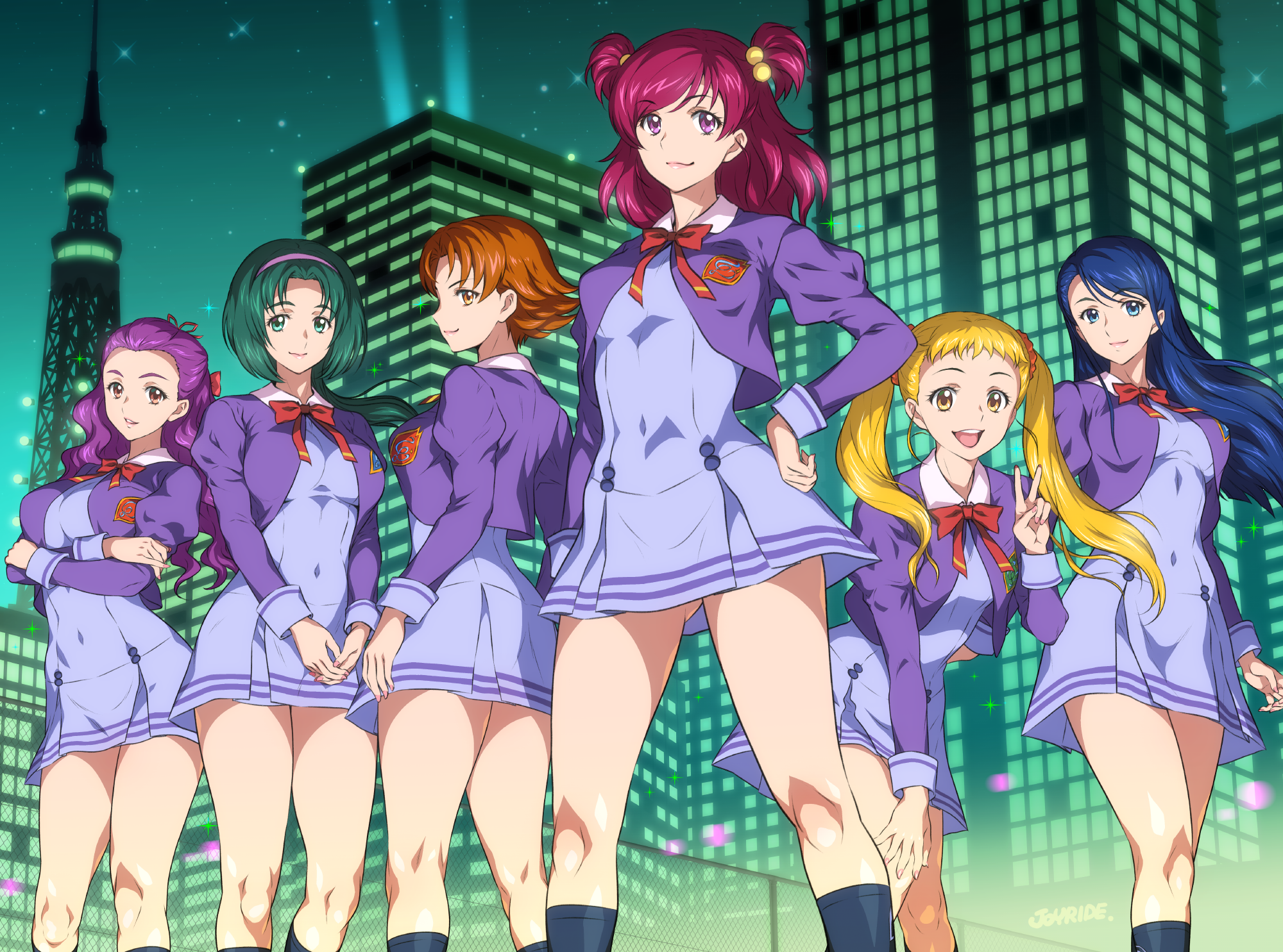 Yes! Pretty Cure 5 characters in school uniforms HD Wallpaper