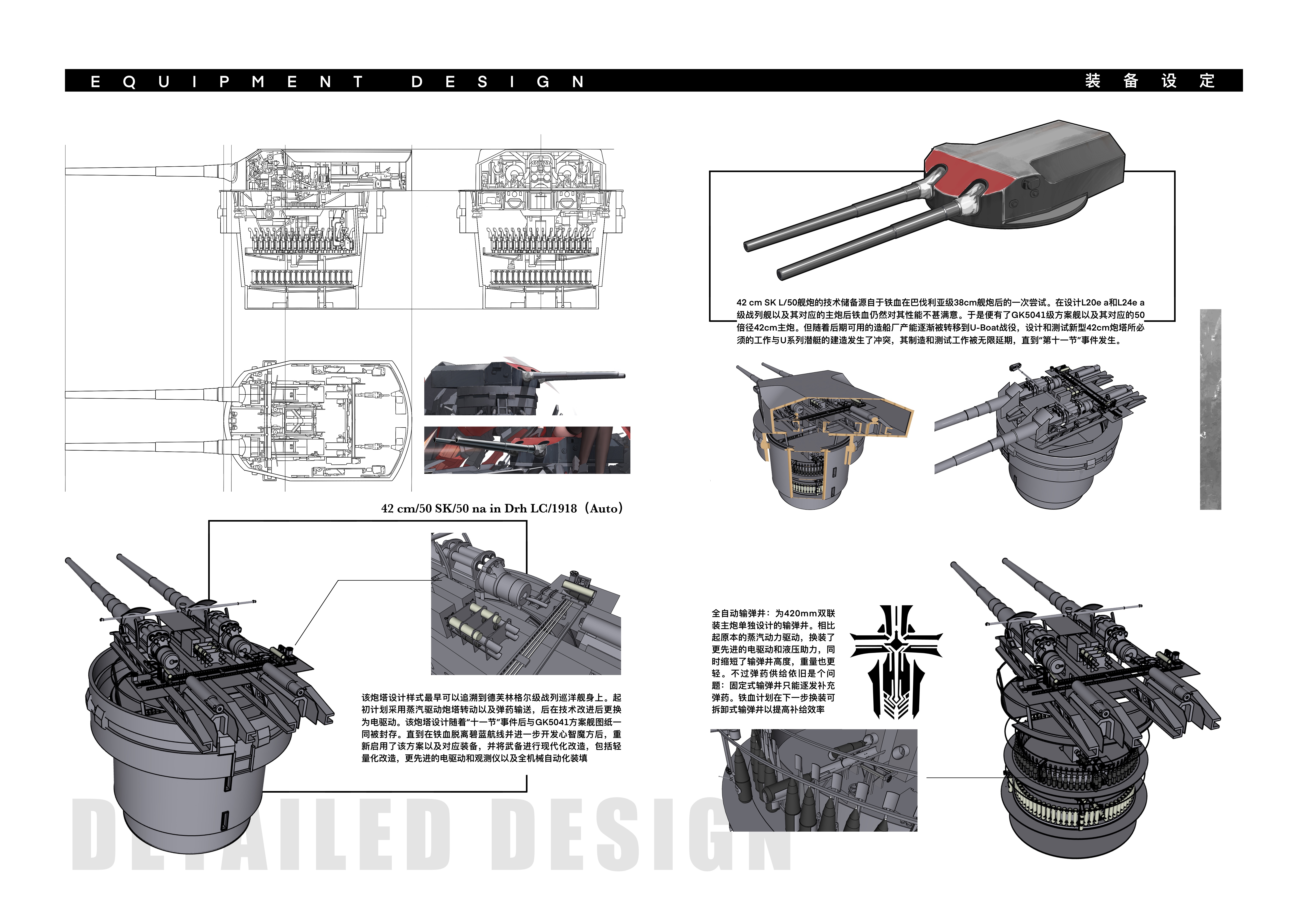 Azur Lane 42cm SK/50 na in Drh LC/1918 Naval Gun Design HD Wallpaper