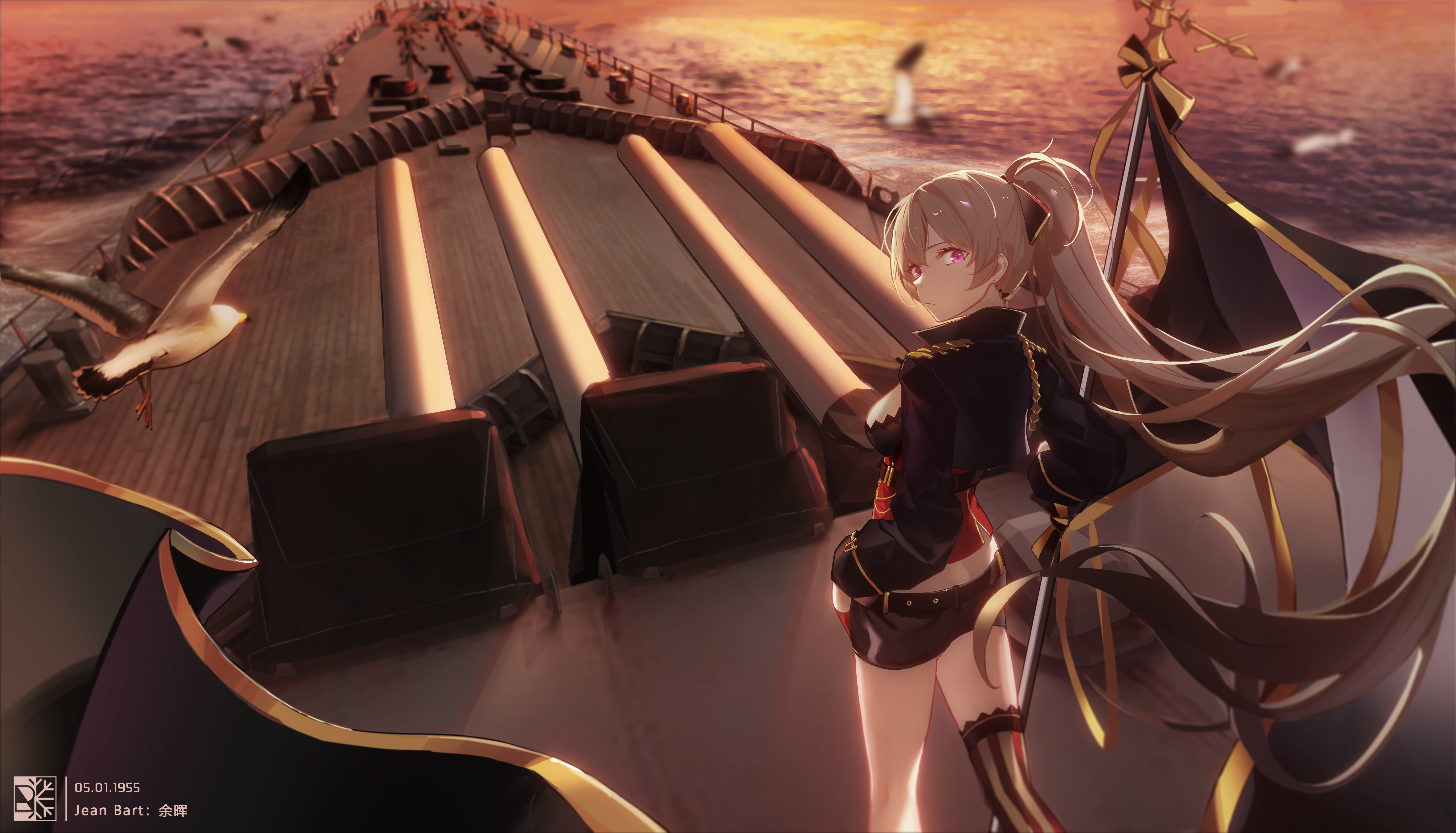 Azur Lane: French Battleship Jean Bart at Sunset HD Wallpaper