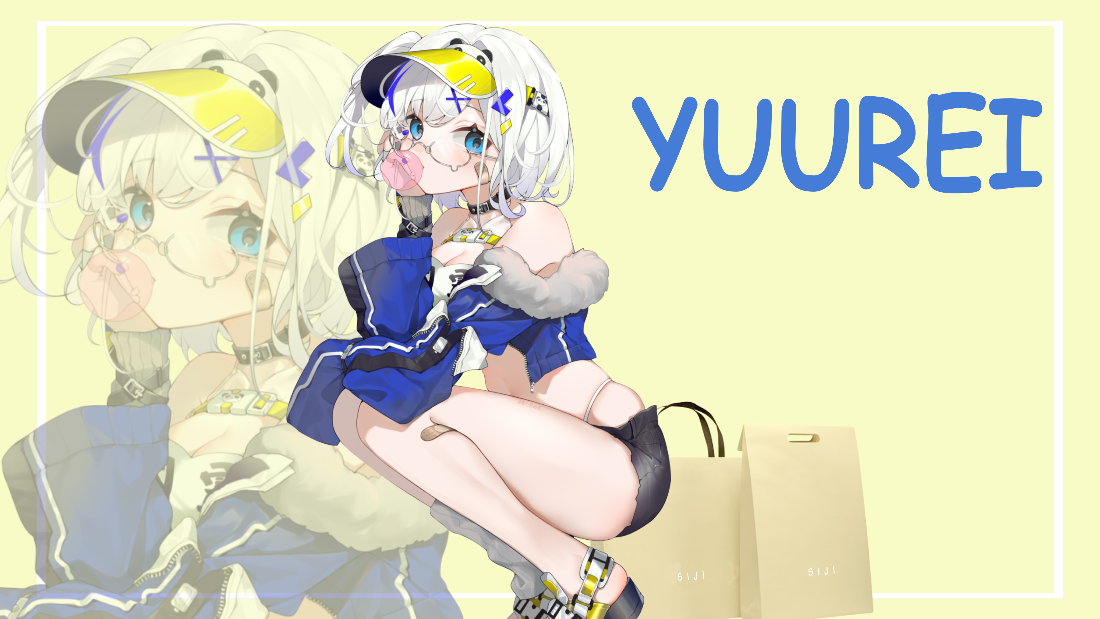 4K Yuurei squatting with shopping bags HD Wallpaper