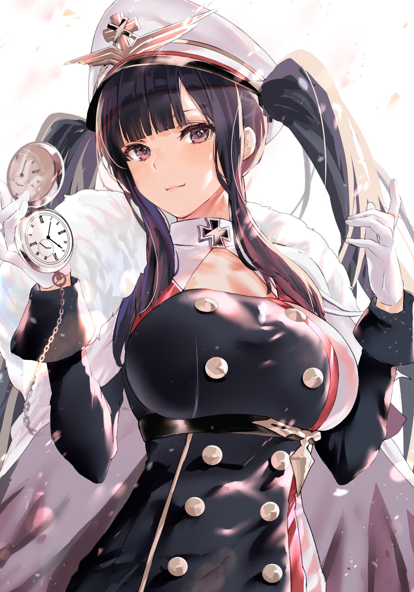 Peter Strasser from Azur Lane holding a pocket watch HD Phone Wallpaper