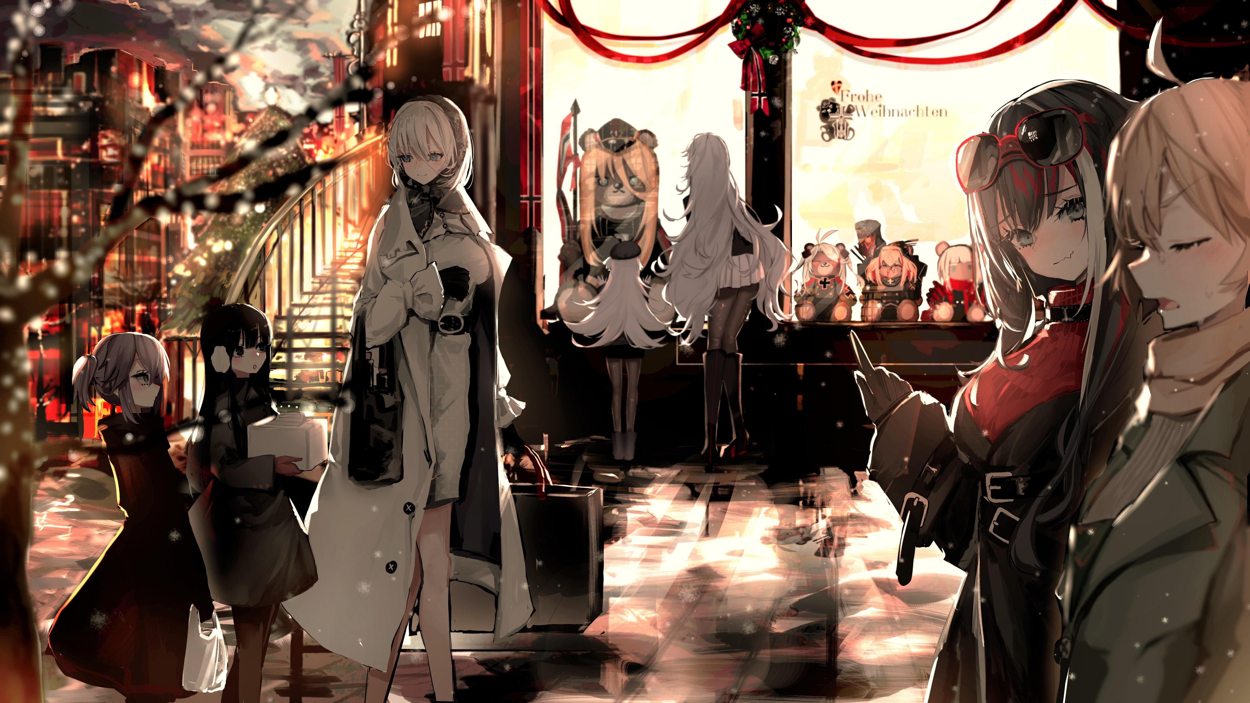 Azur Lane characters in a Christmas market HD Wallpaper