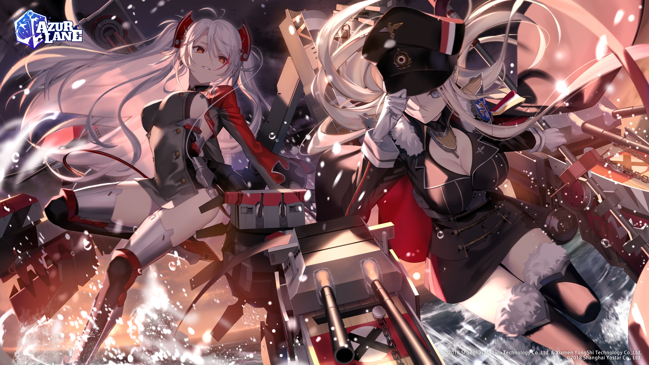 Azur Lane: Bismarck and Prinz Eugen on the Sea HD Wallpaper