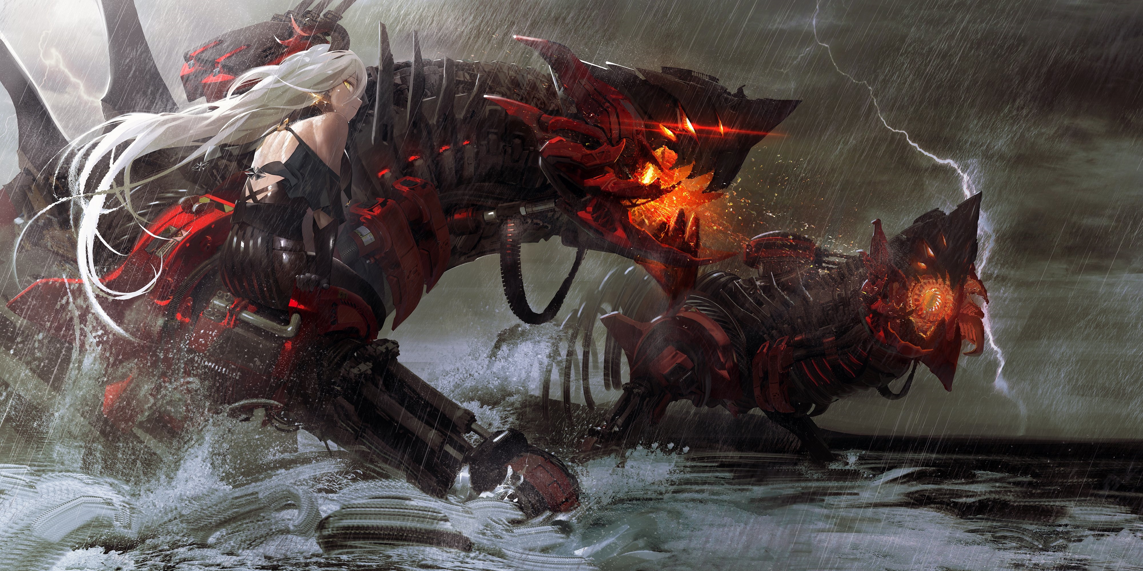 Azur Lane Ägir in a Stormy Sea HD Wallpaper