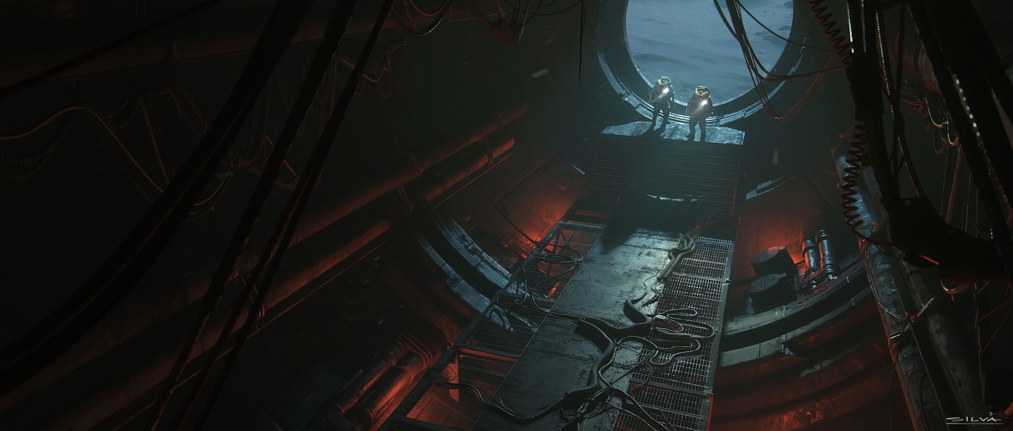 4K Science Fiction Environment with Astronauts HD Wallpaper
