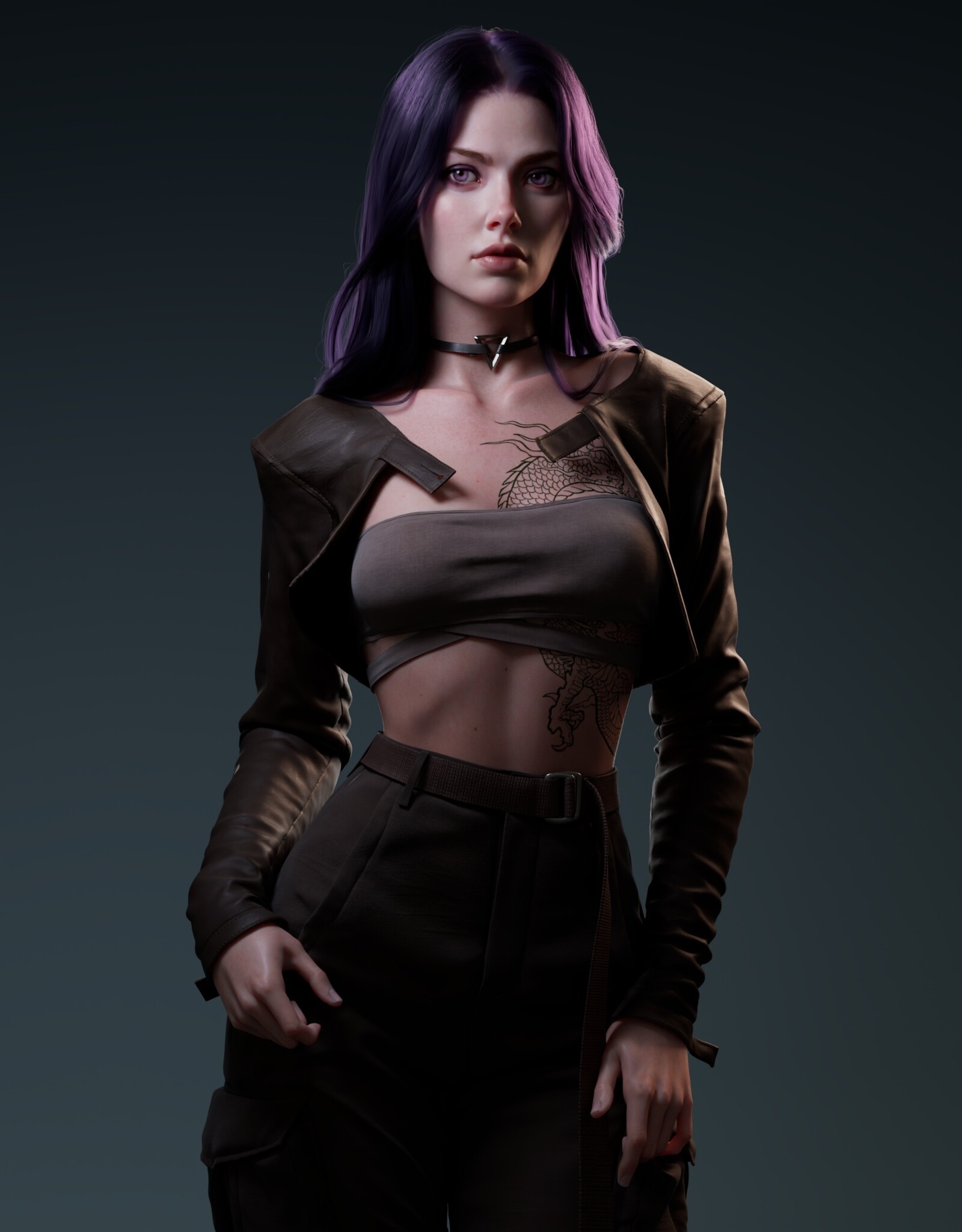 Chen Wang with purple hair and tattoos HD Phone Wallpaper