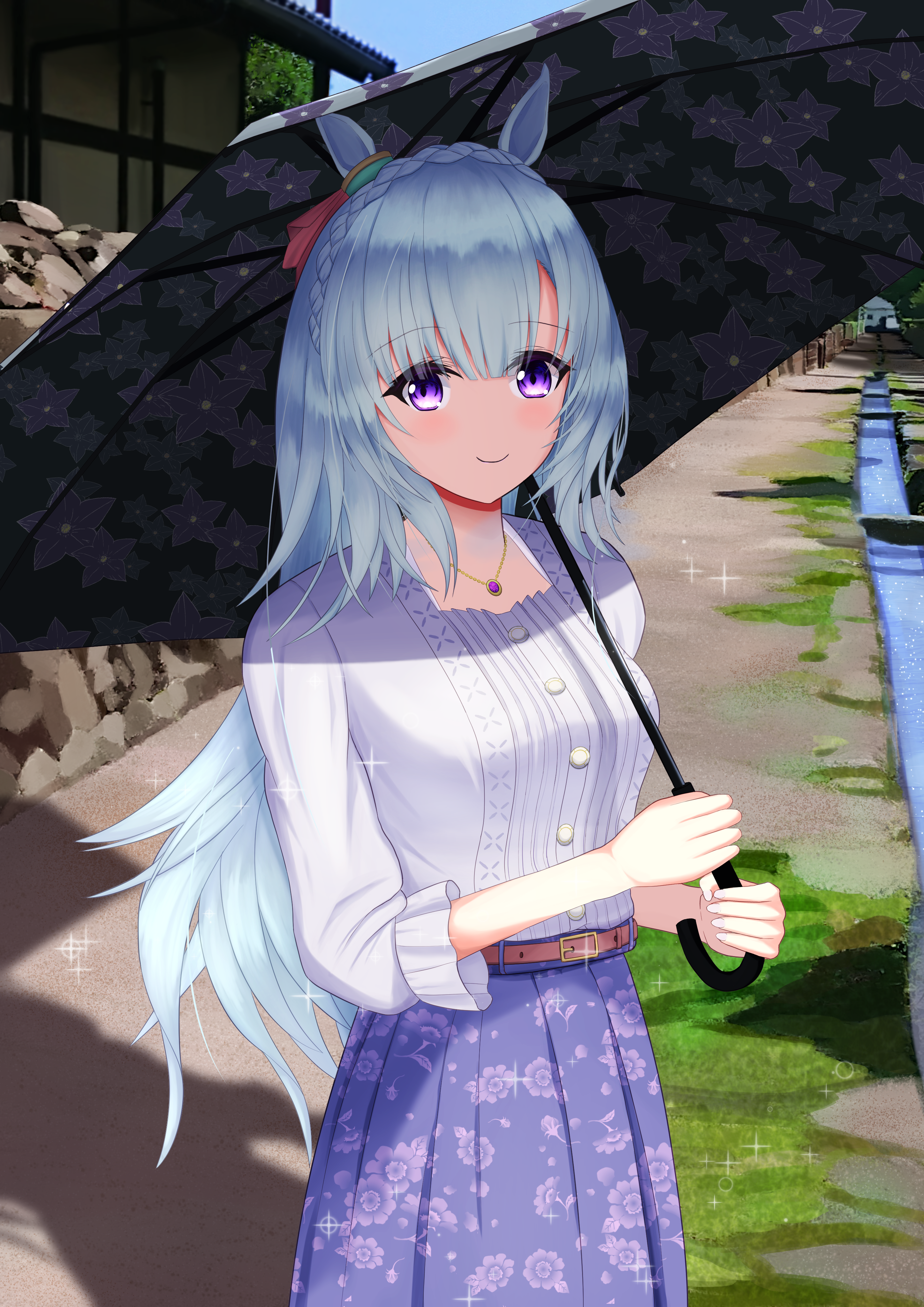 Mejiro Ardan with Umbrella in Uma Musume Pretty Derby Fan Art HD Phone Wallpaper