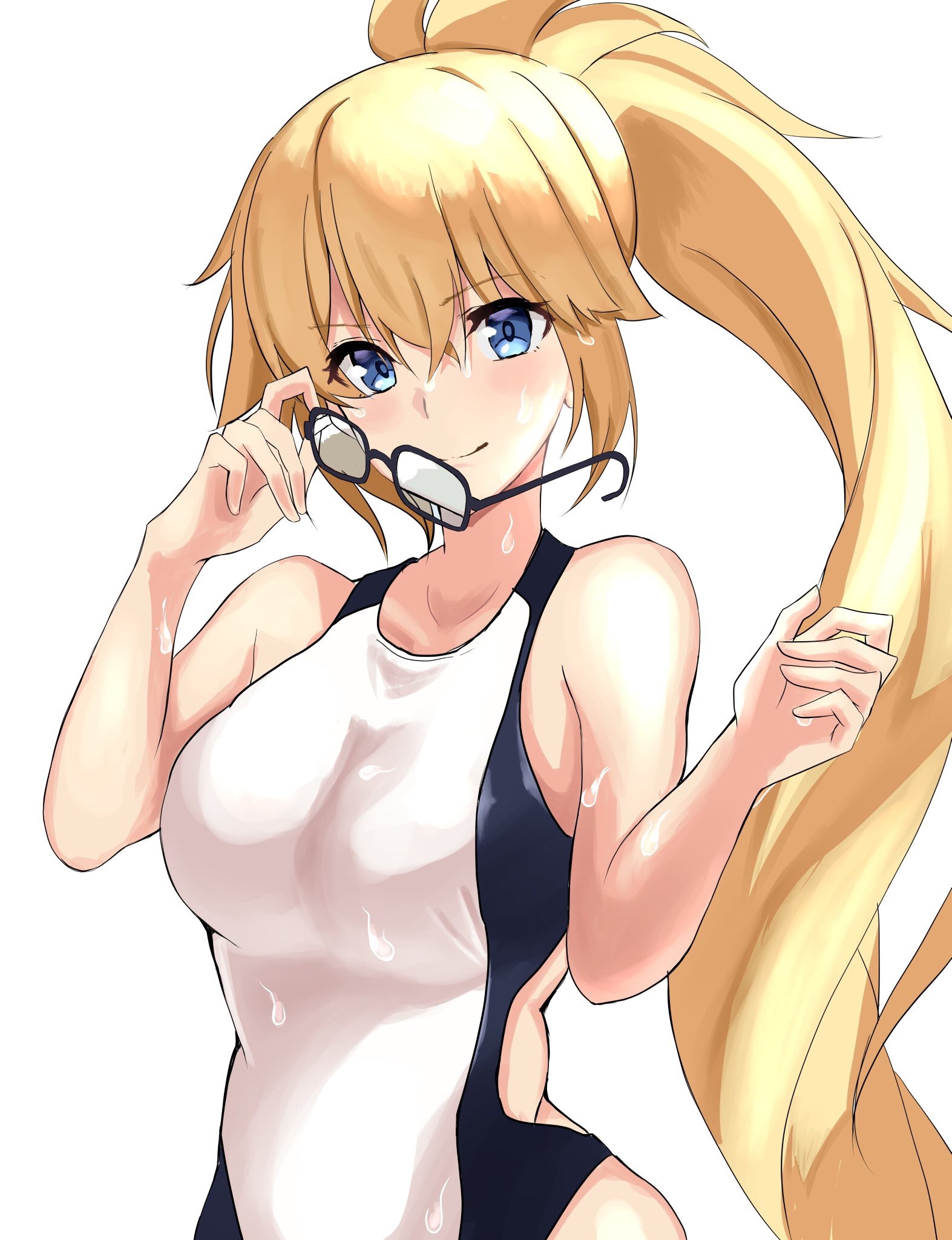 Jeanne d'Arc in a swimsuit holding glasses HD Phone Wallpaper