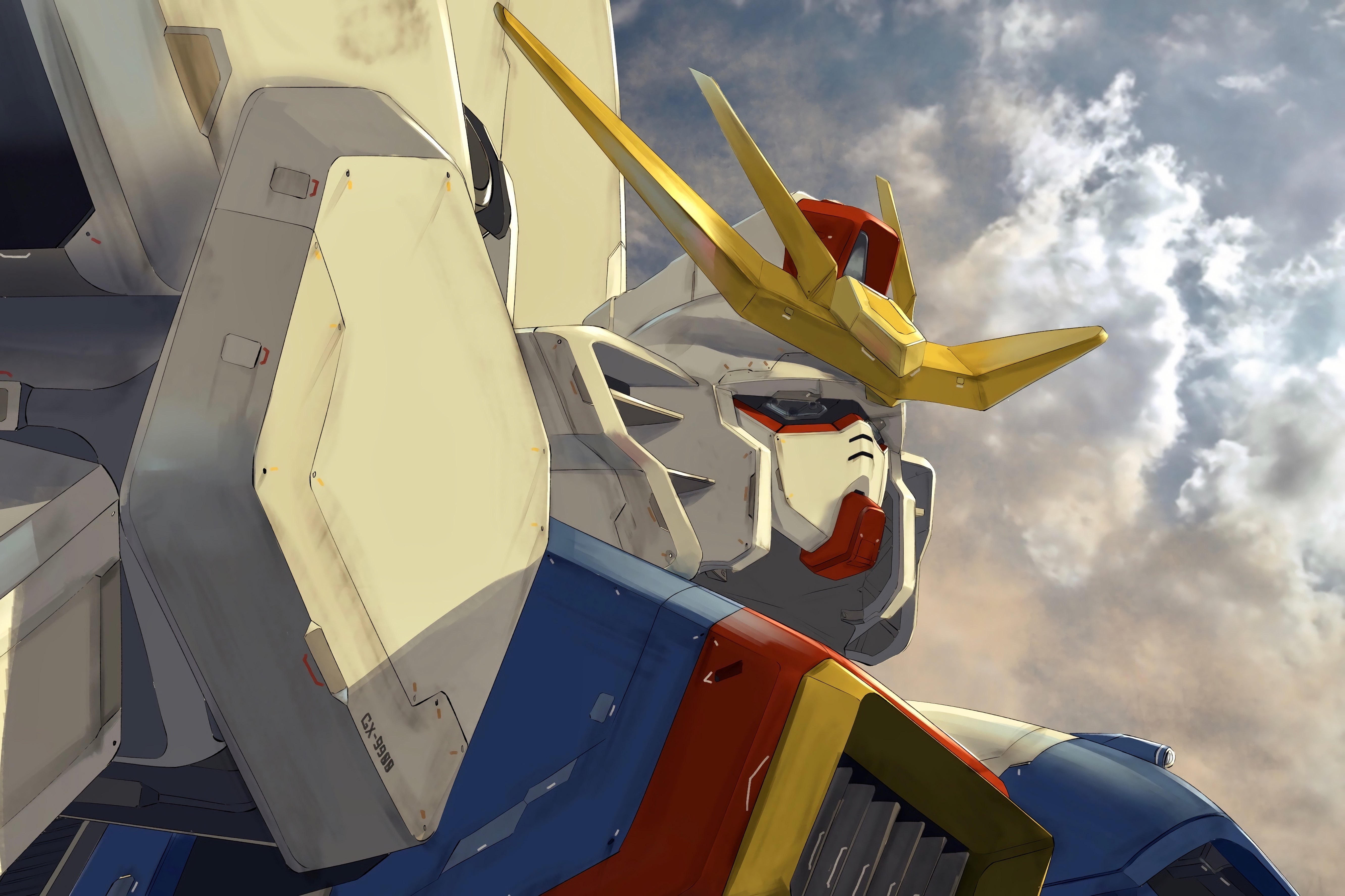 4K Gundam Robot in Cloudy Sky HD Wallpaper