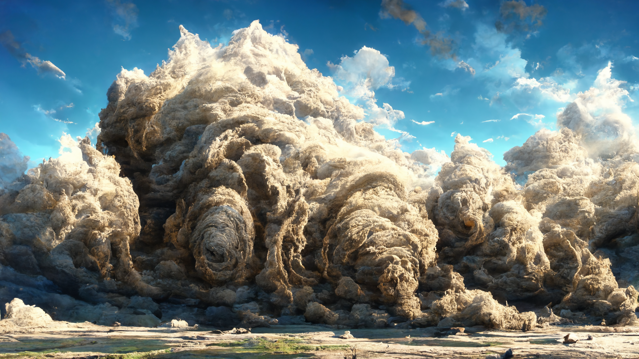 Massive dust storm clouds under a blue sky HD Wallpaper