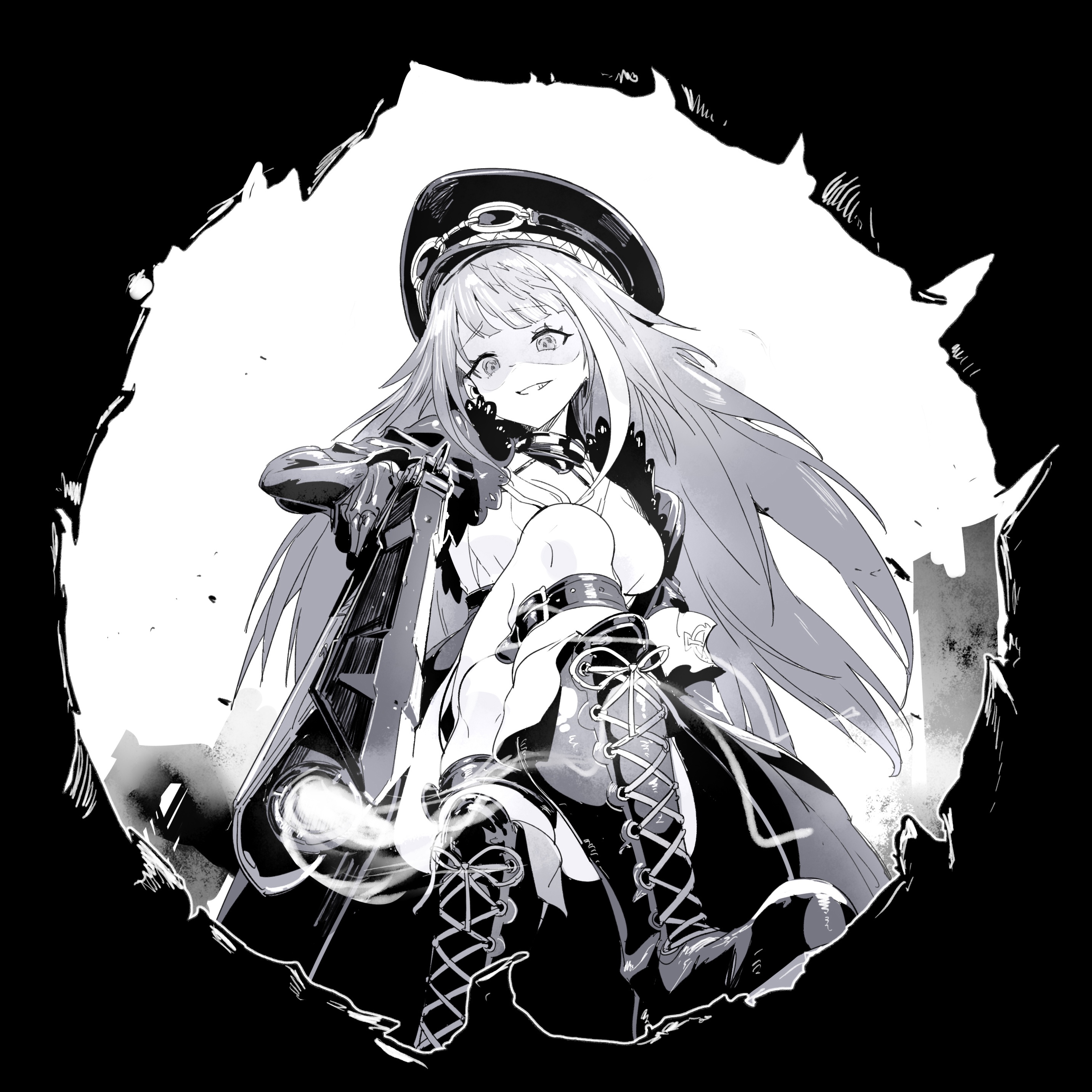 Azur Lane anime girl with gun and hat HD Wallpaper