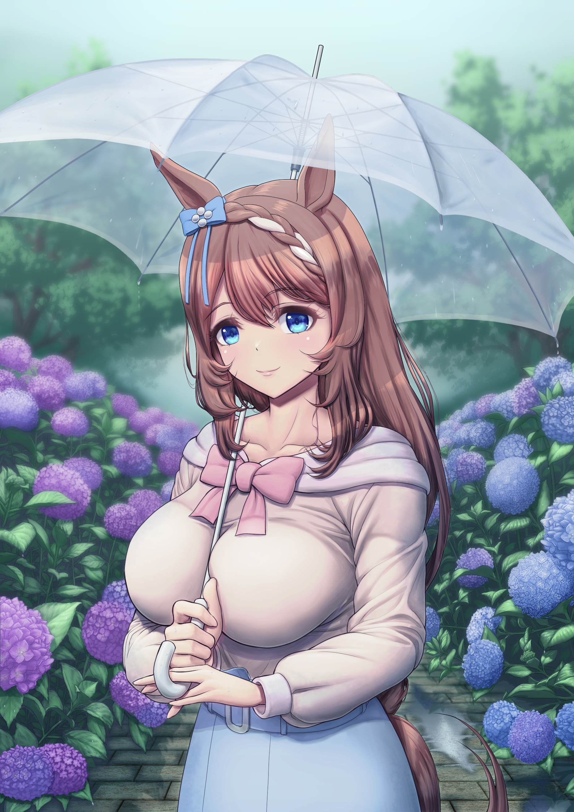 Uma Musume Pretty Derby fan art of Super Creek with umbrella HD Phone Wallpaper