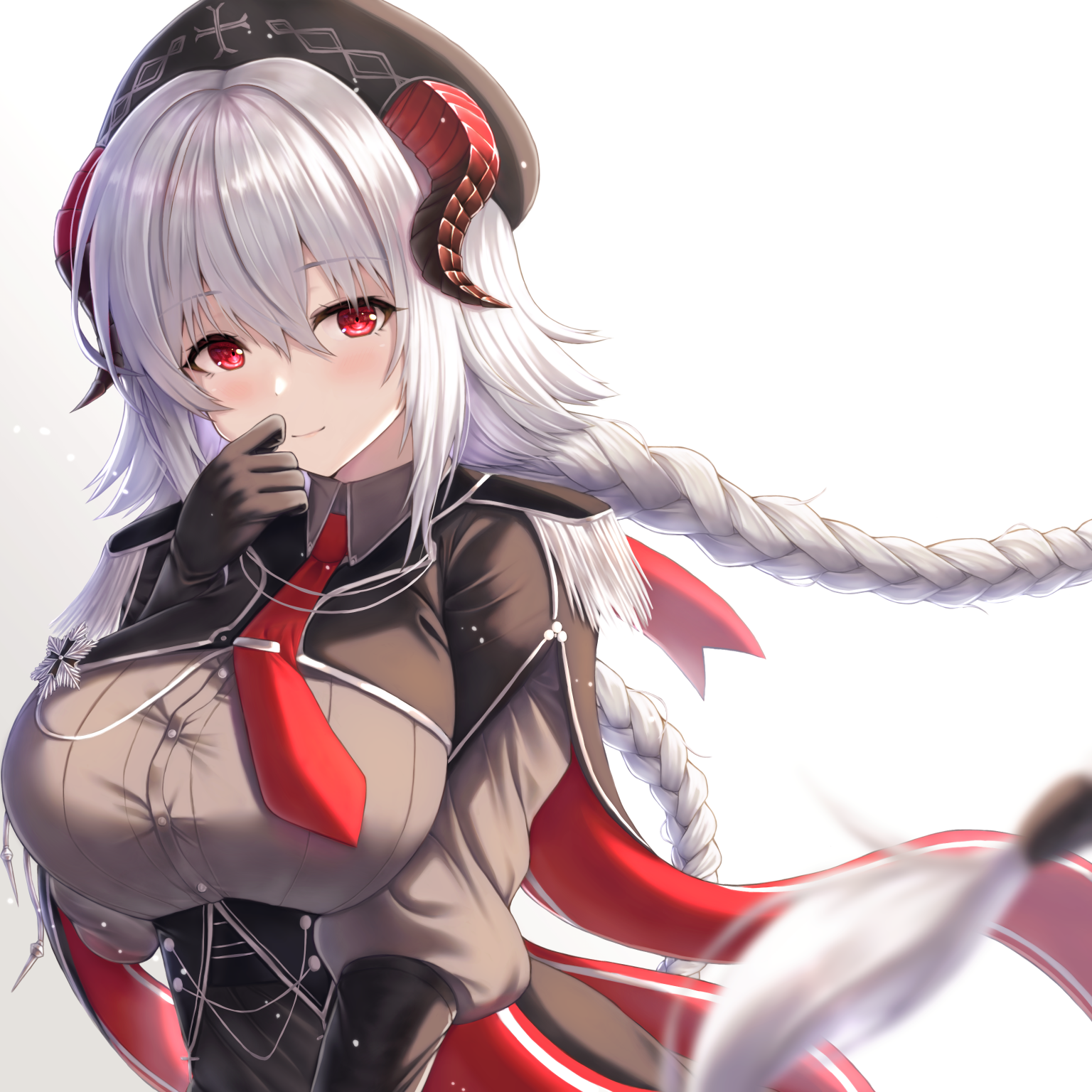 Nürnberg from Azur Lane with horns and braids HD Wallpaper