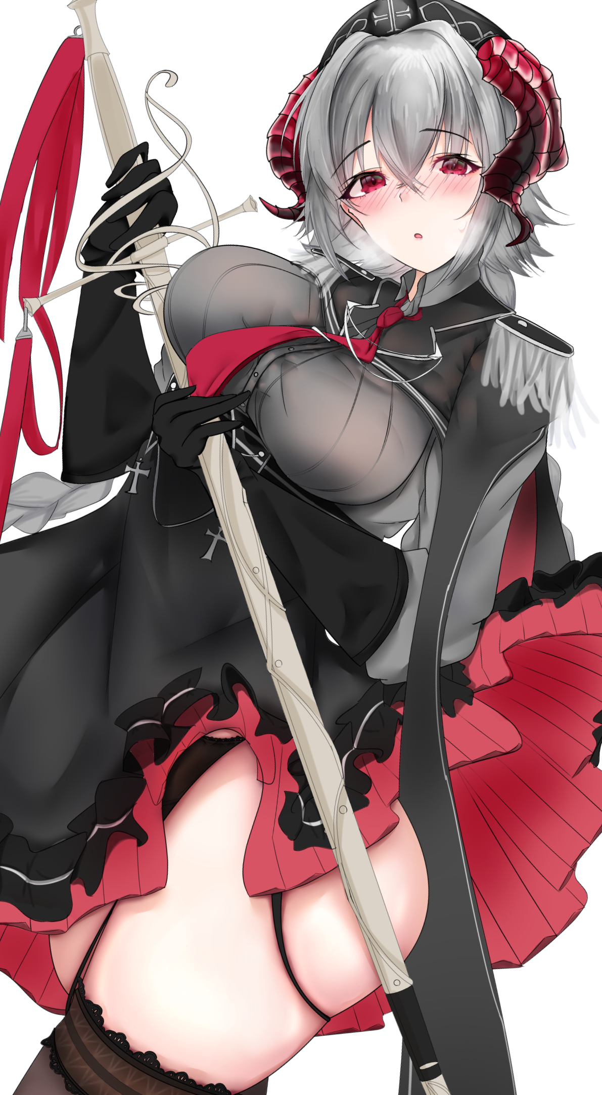 Azur Lane Nürnberg with Horns and Braids HD Phone Wallpaper