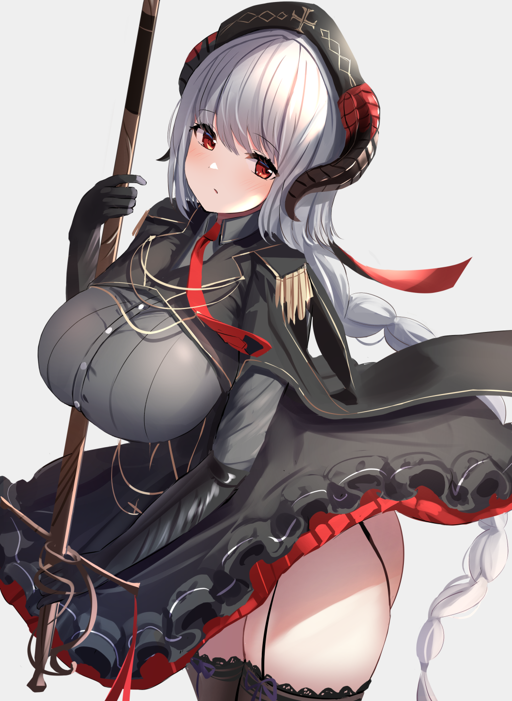 Nürnberg from Azur Lane with horns and braids HD Phone Wallpaper