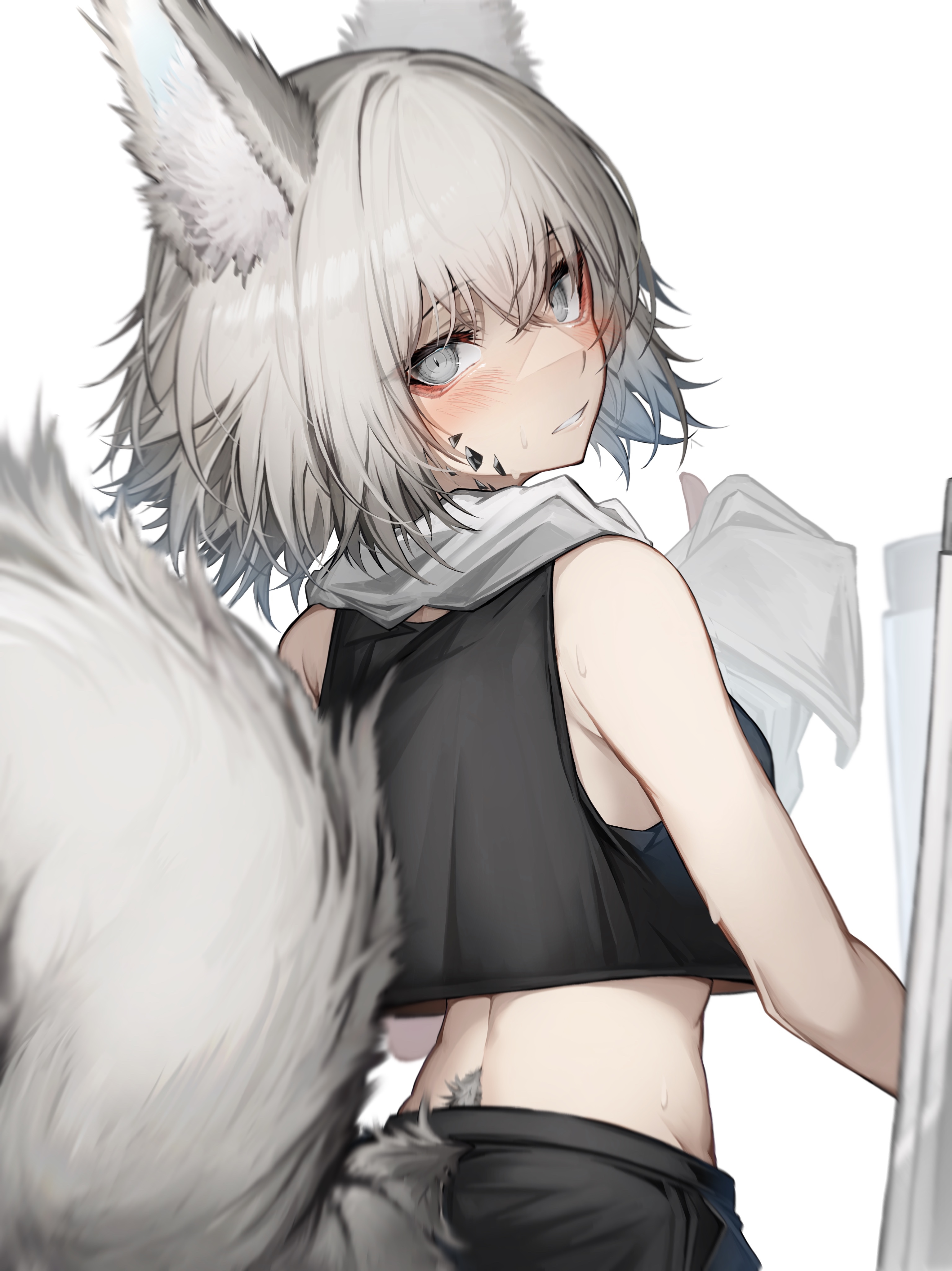 Lappland from Arknights with fox ears and tail HD Phone Wallpaper