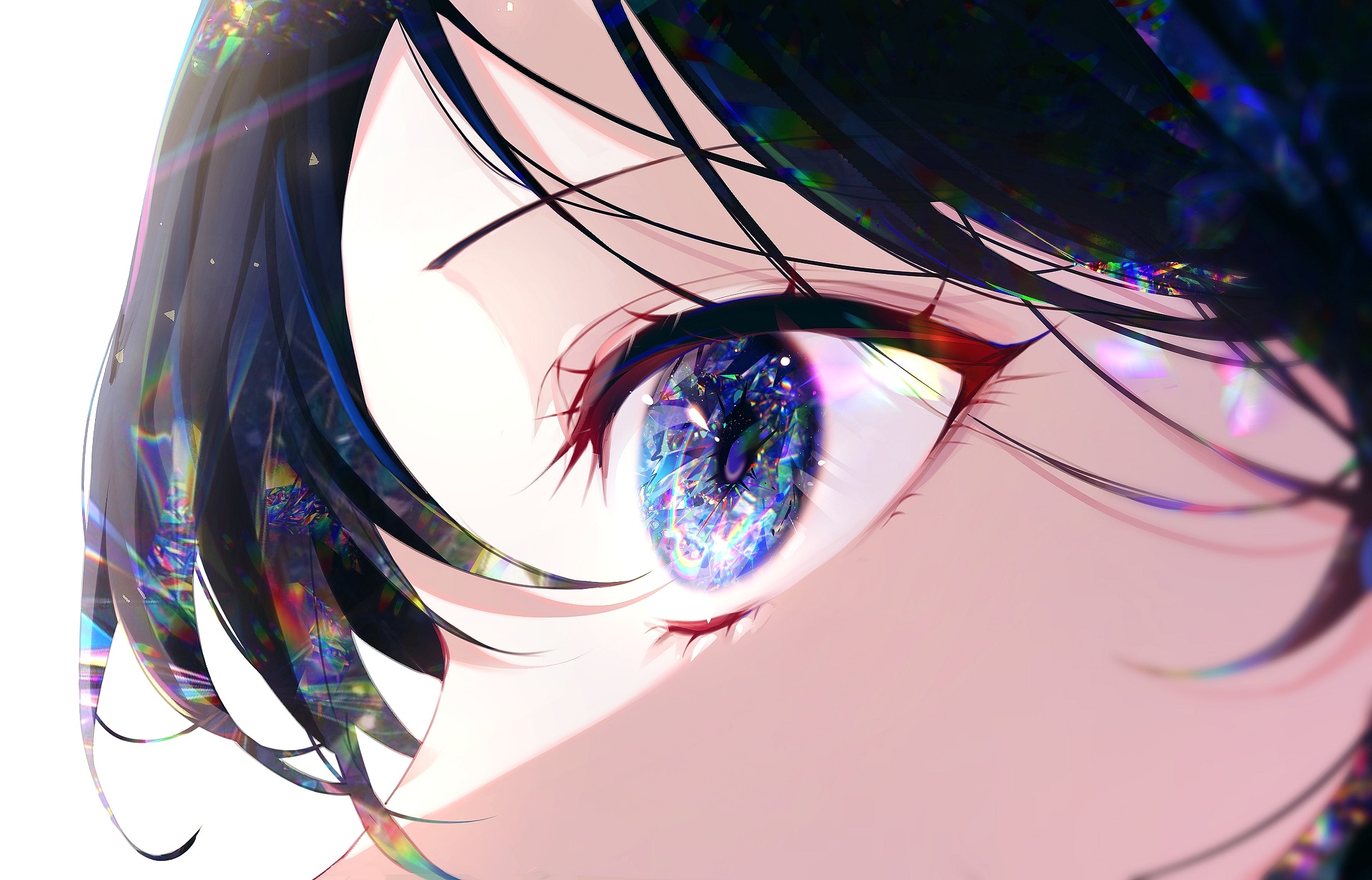 Close-up of a person's eye with colorful, multi-colored iris HD Wallpaper