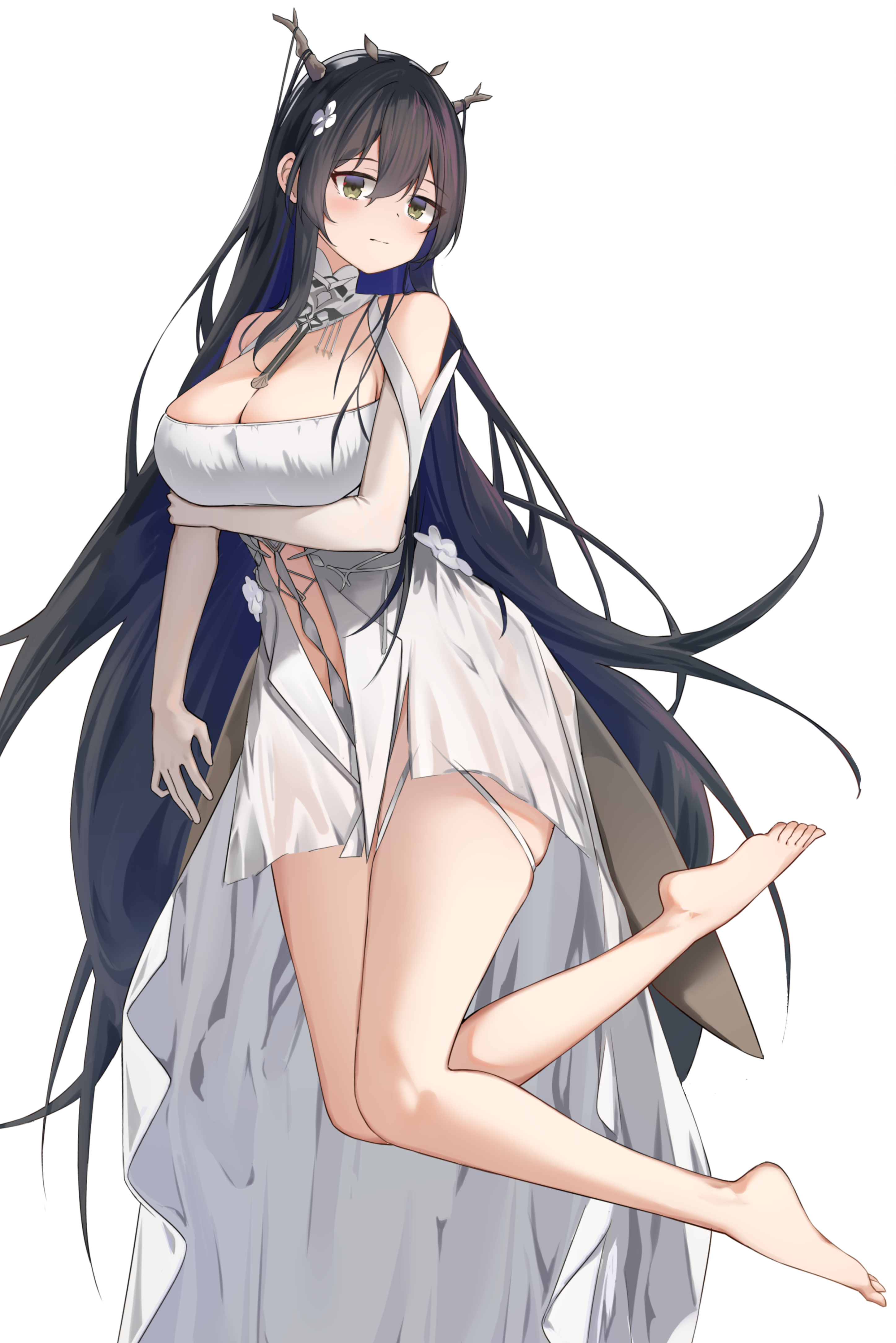 Indomitable from Azur Lane in a white dress HD Phone Wallpaper