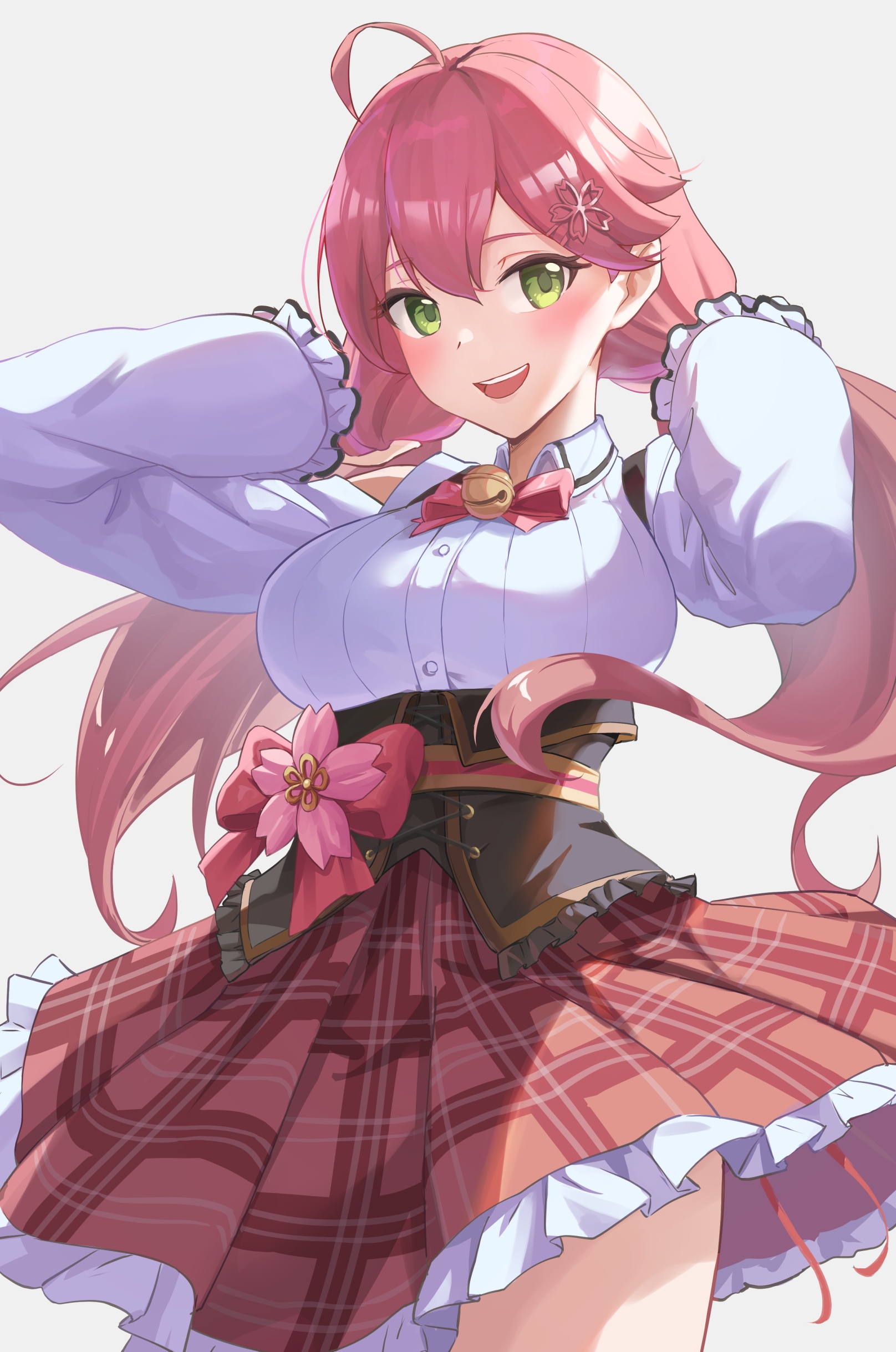 Sakura Miko fan art with pink hair and green eyes HD Phone Wallpaper