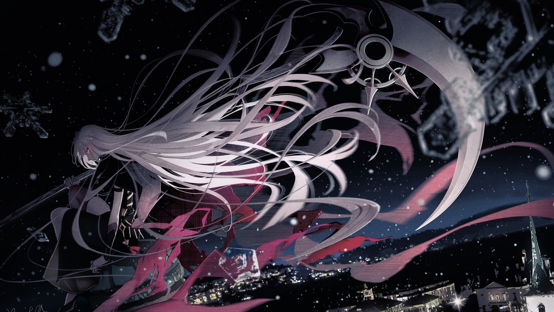 Mori Calliope with a scythe in the snow HD Wallpaper